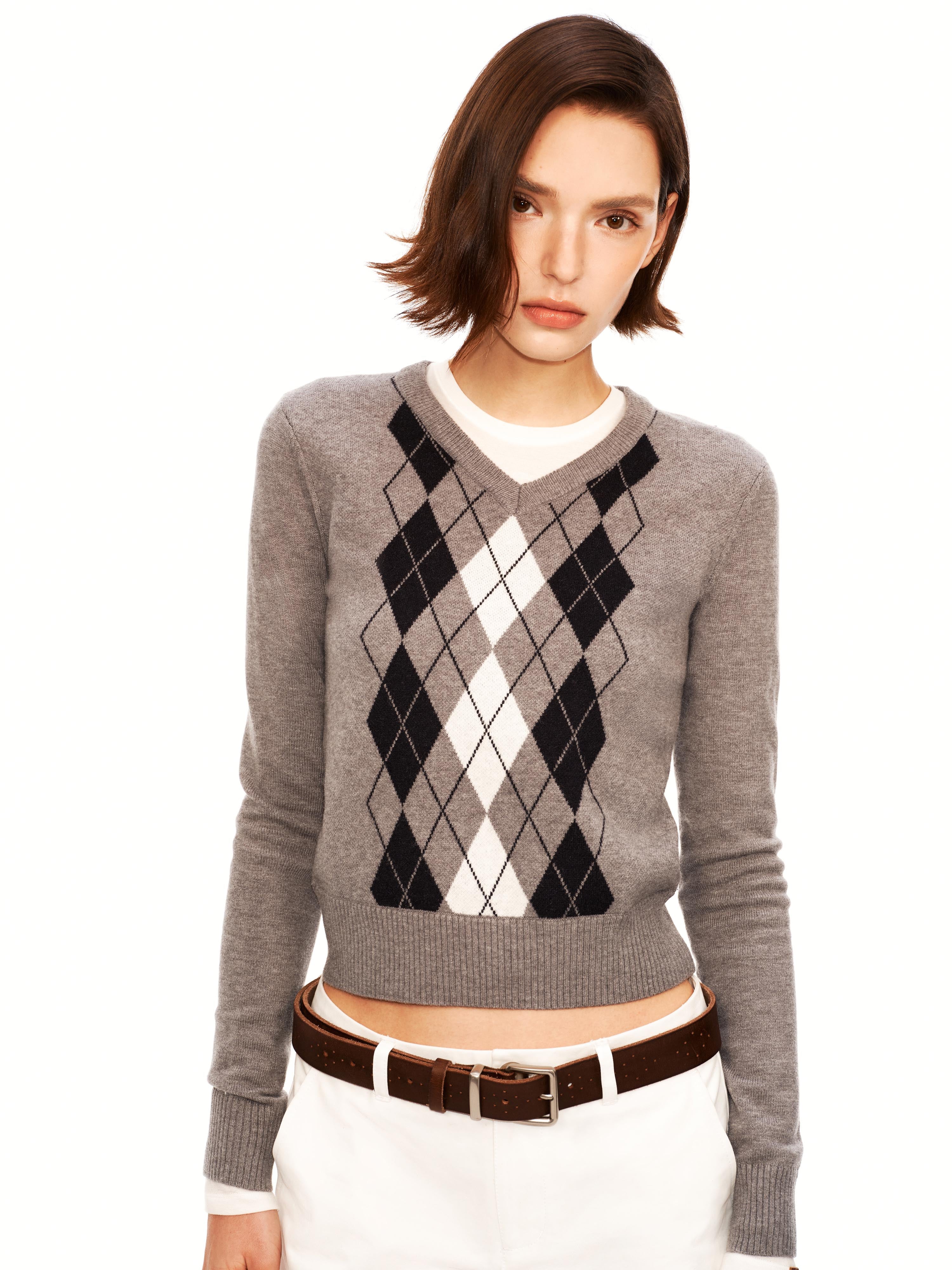 The Intellectual Argyle V-Neck