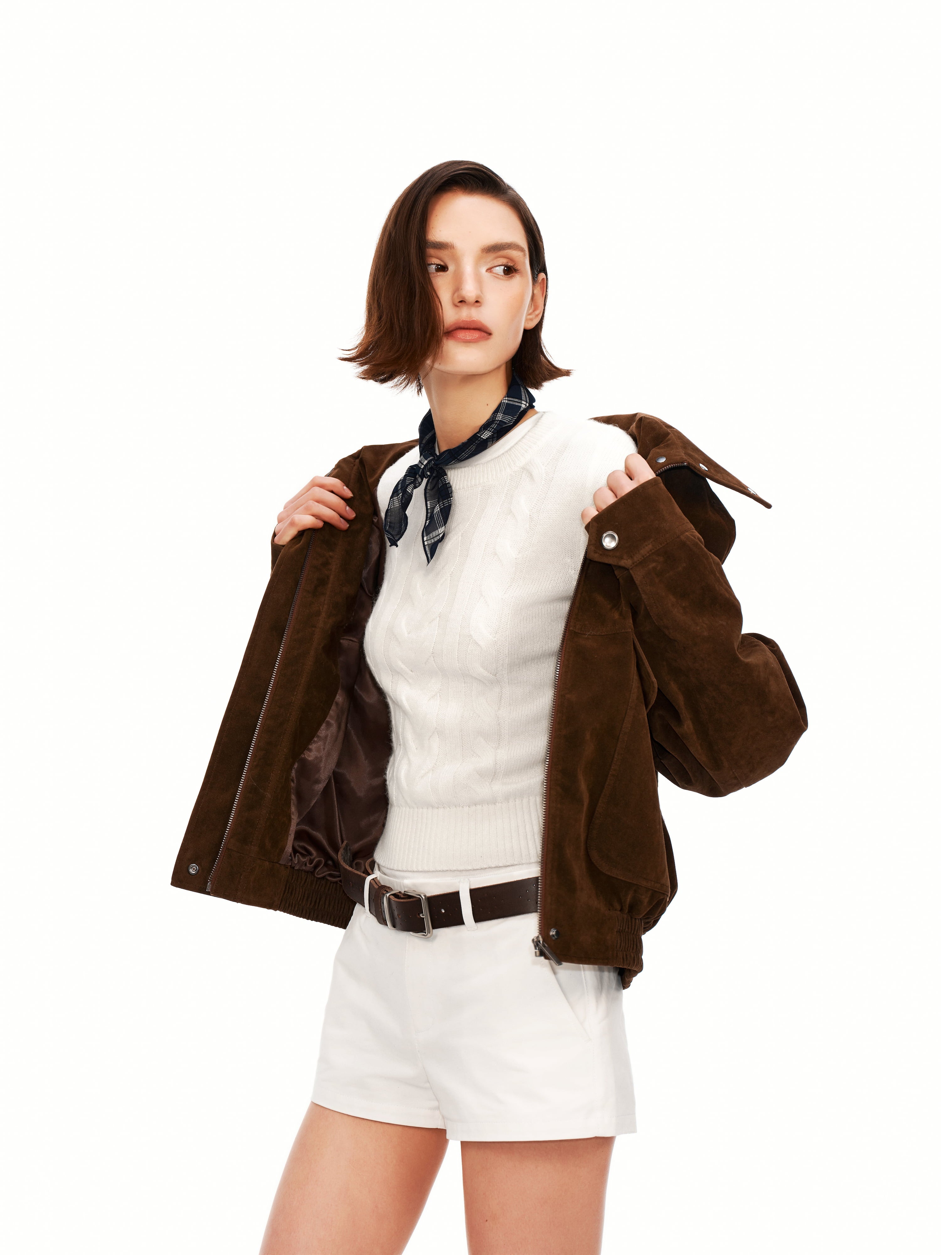 Oversized Sueded Bomber