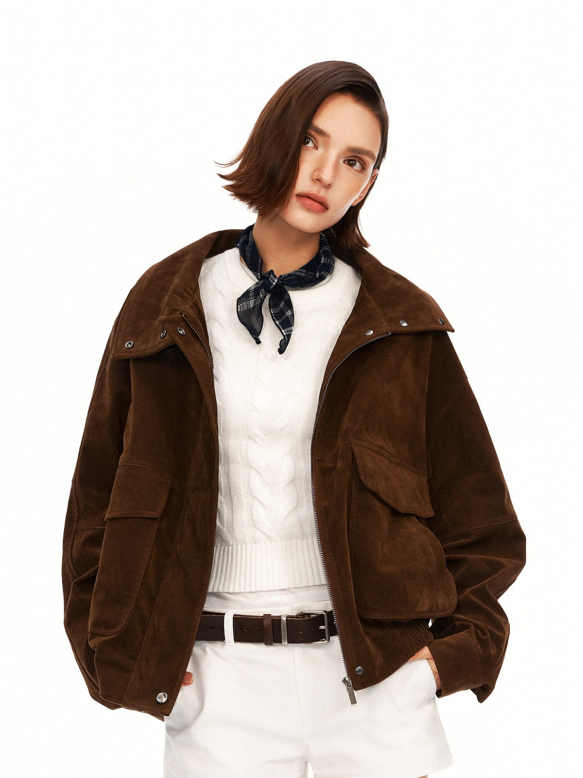 Oversized Sueded Bomber