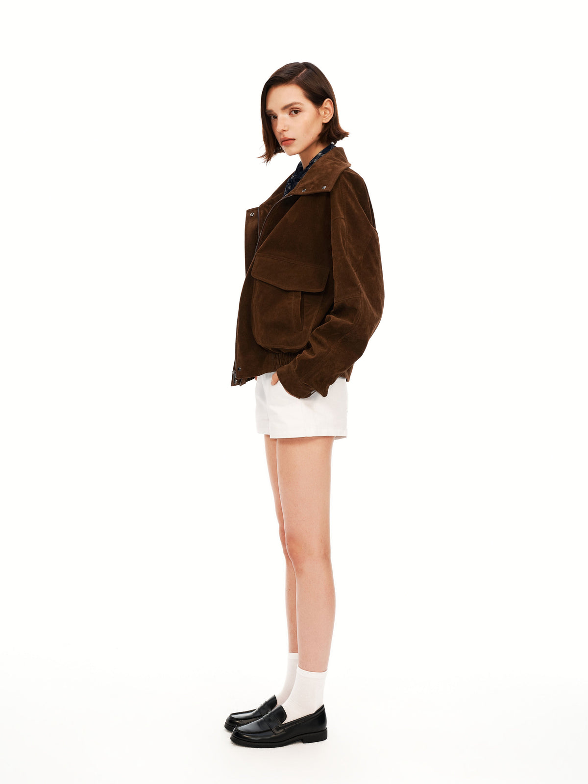 Oversized Sueded Bomber