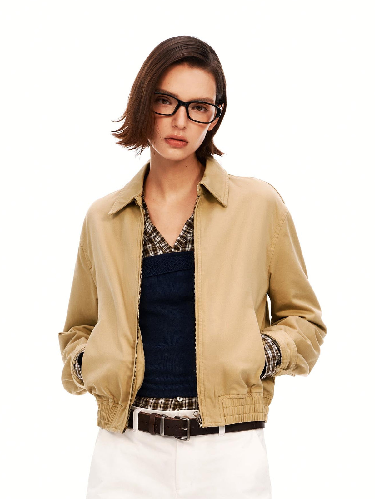 Short Collared Bomber Jacket