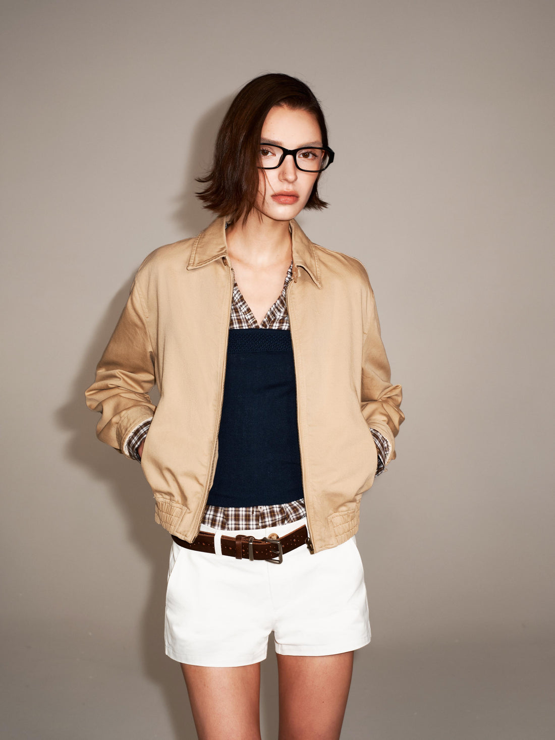 Short Collared Bomber Jacket