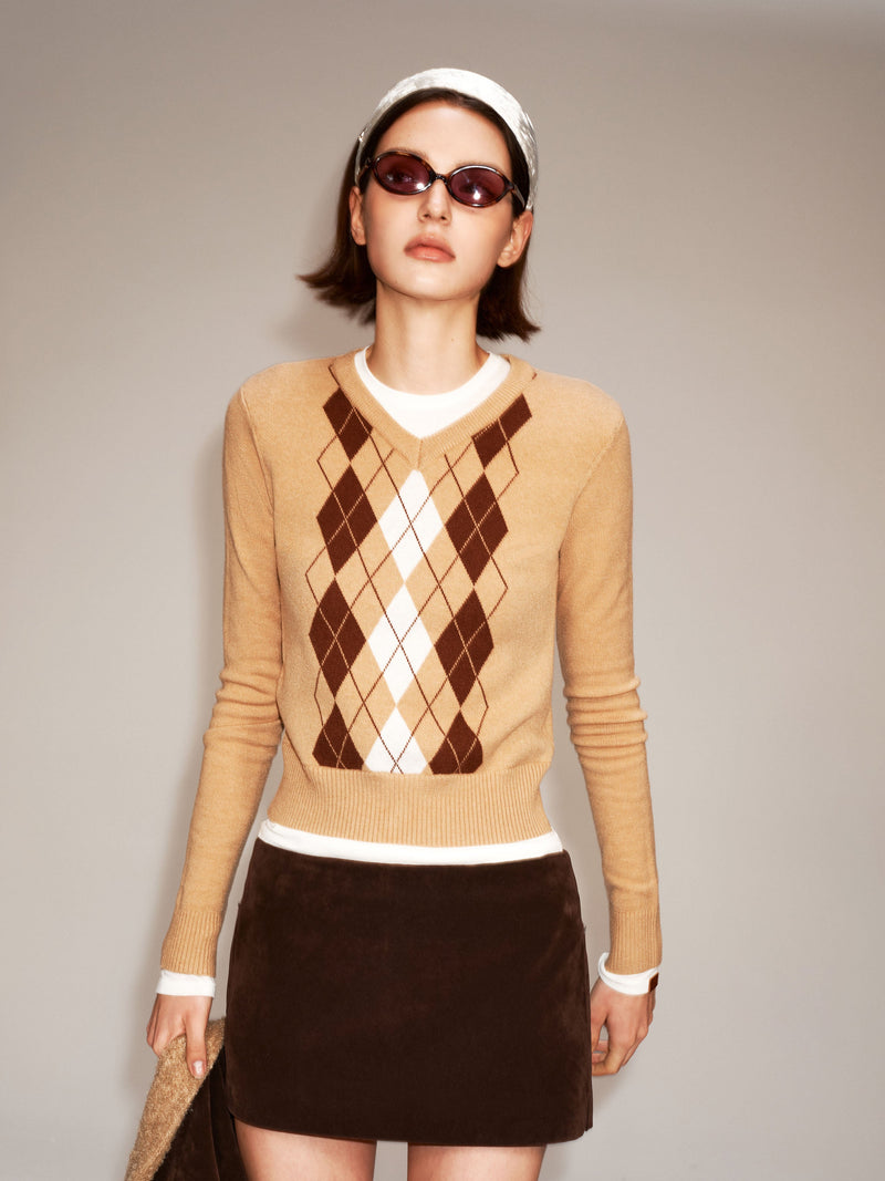 The Intellectual Argyle V-Neck