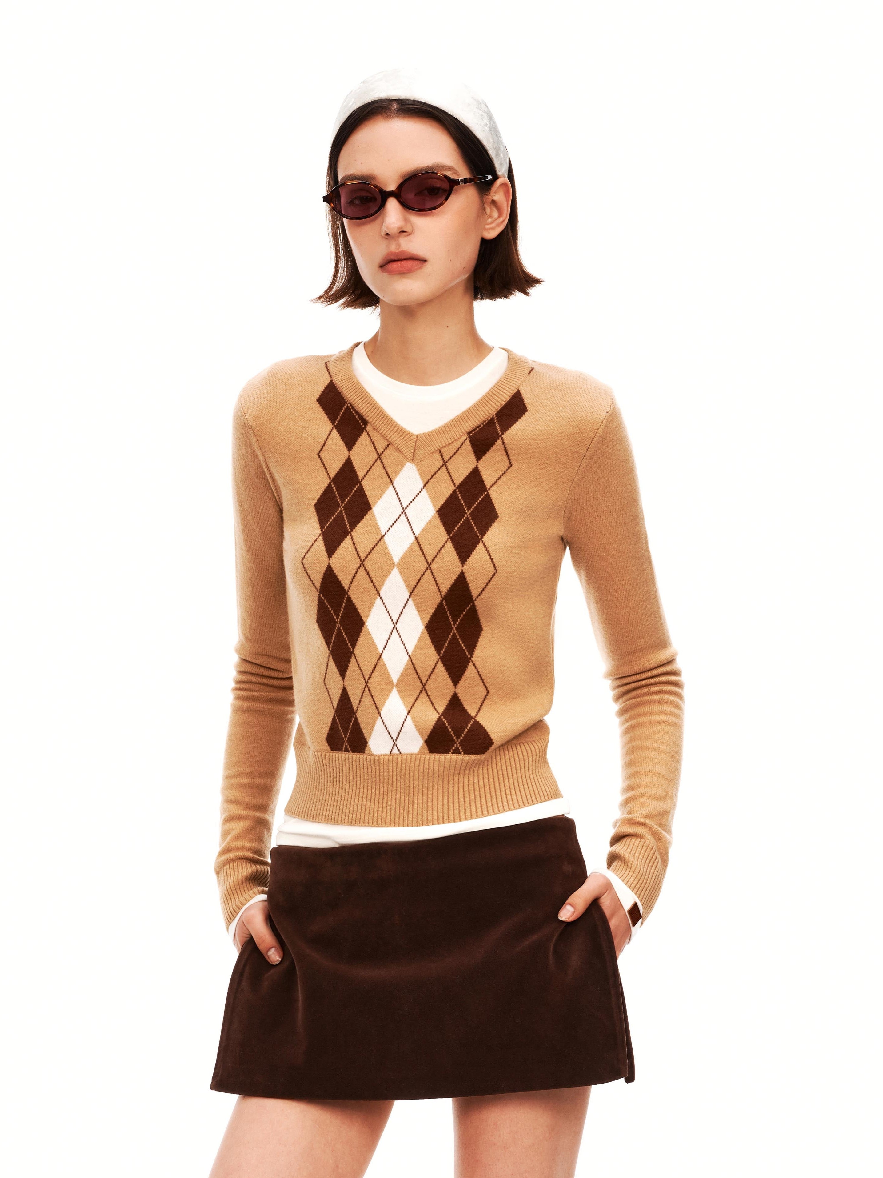 The Intellectual Argyle V-Neck