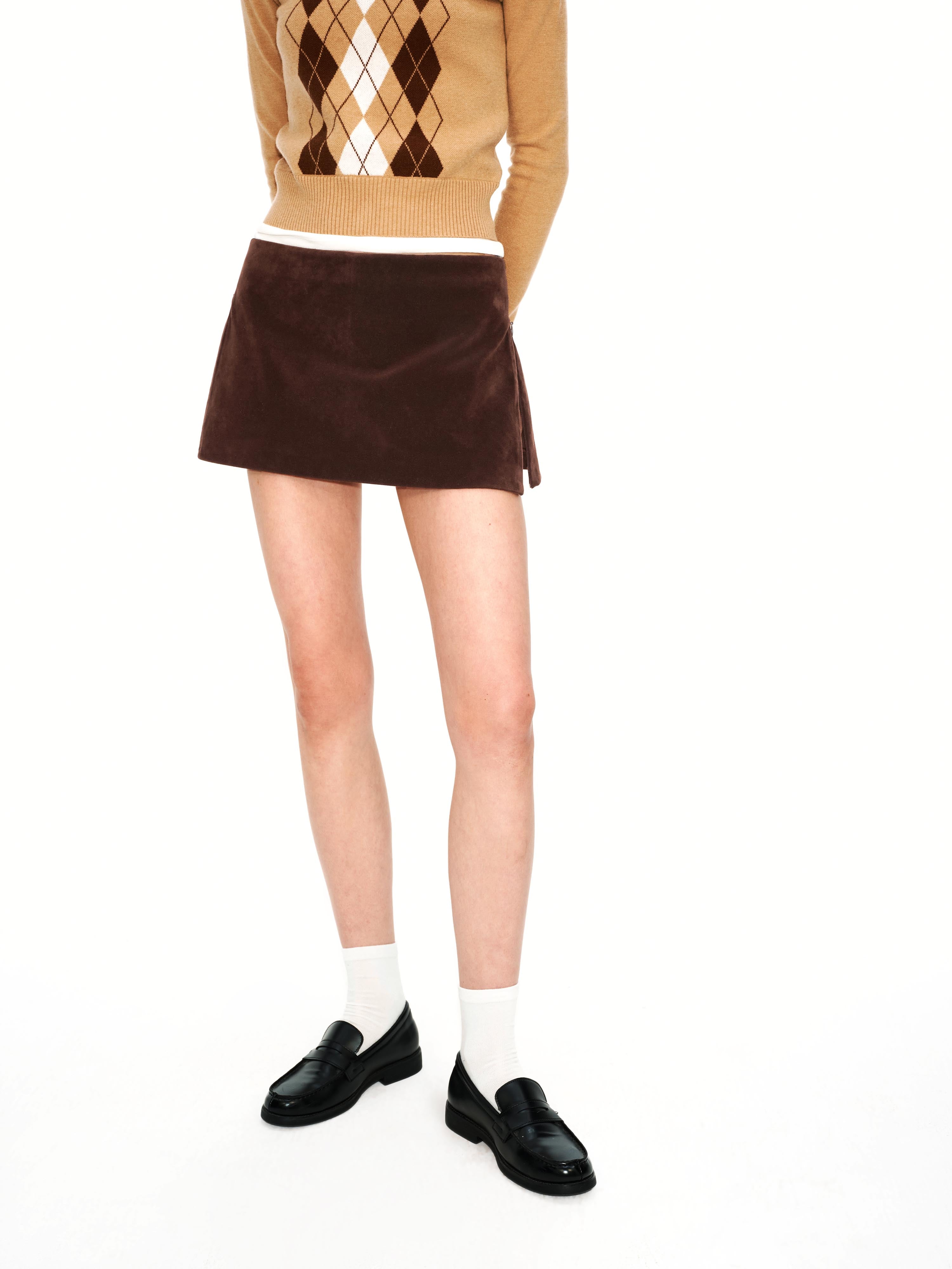 인조 스웨이드 미니 스커트