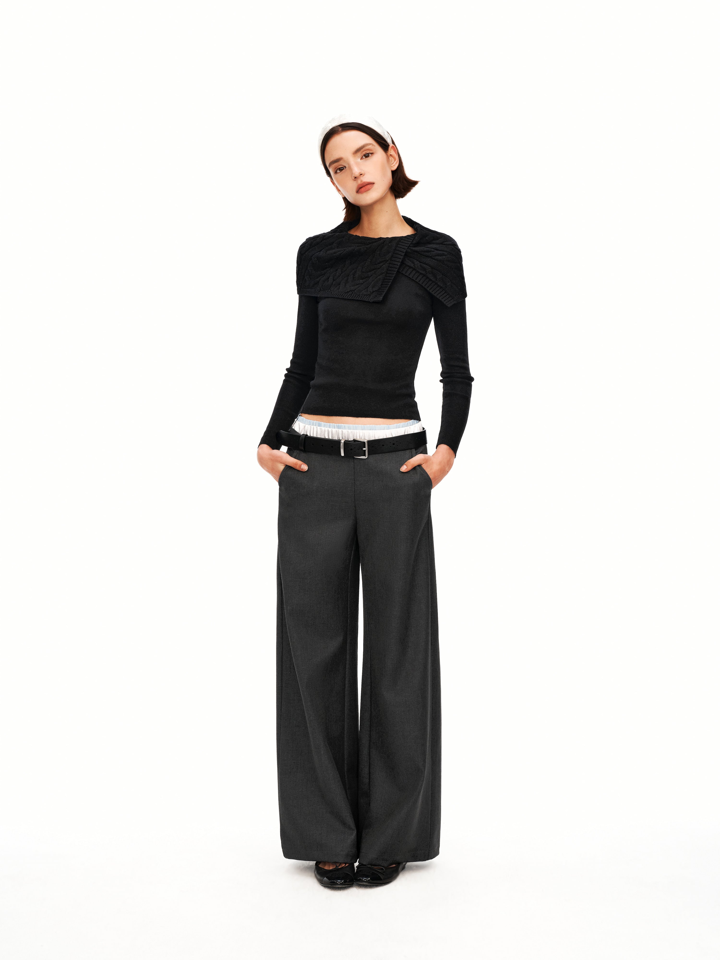 Contrast Multi-Waistband Trousers