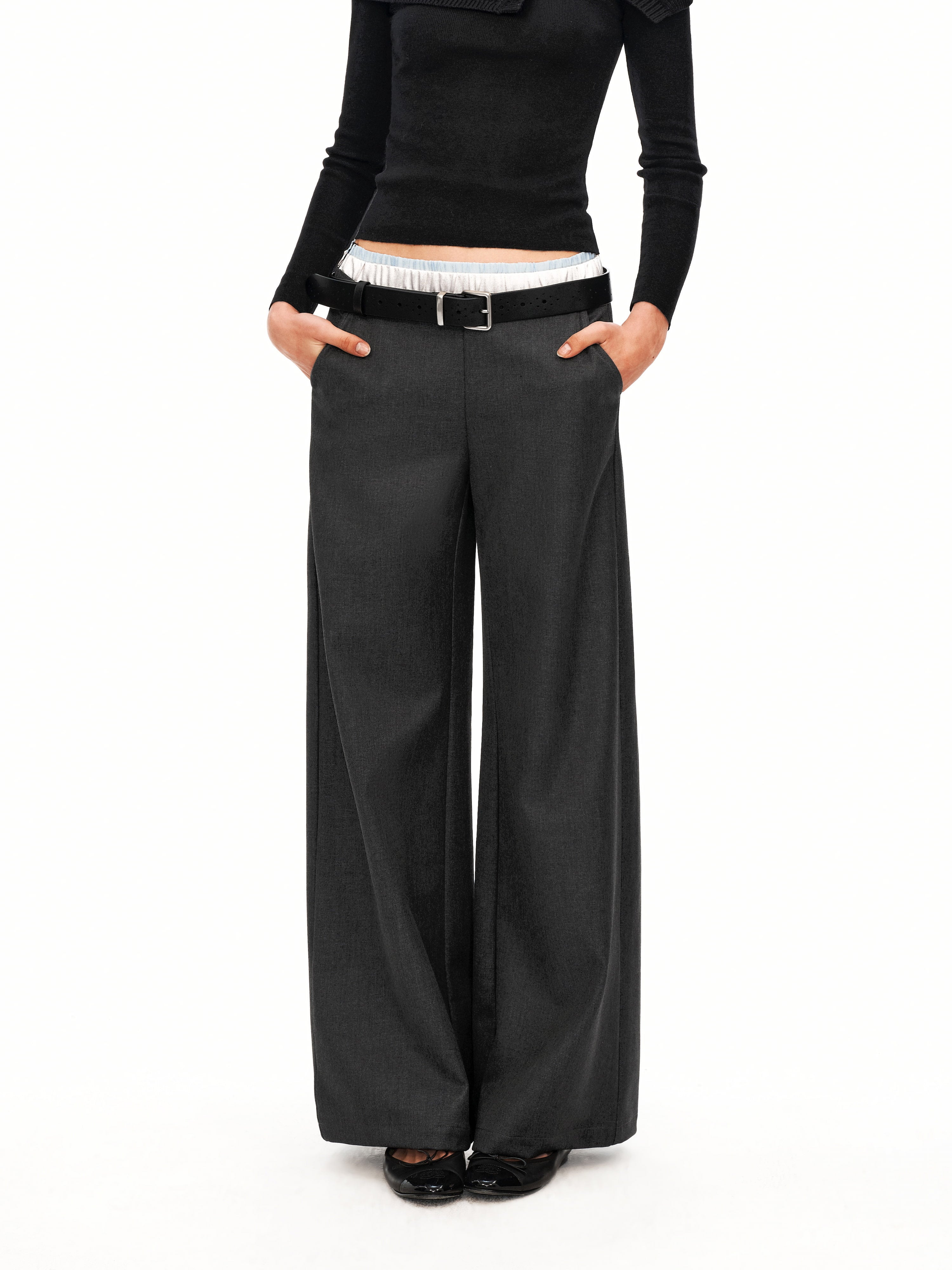 Contrast Multi-Waistband Trousers