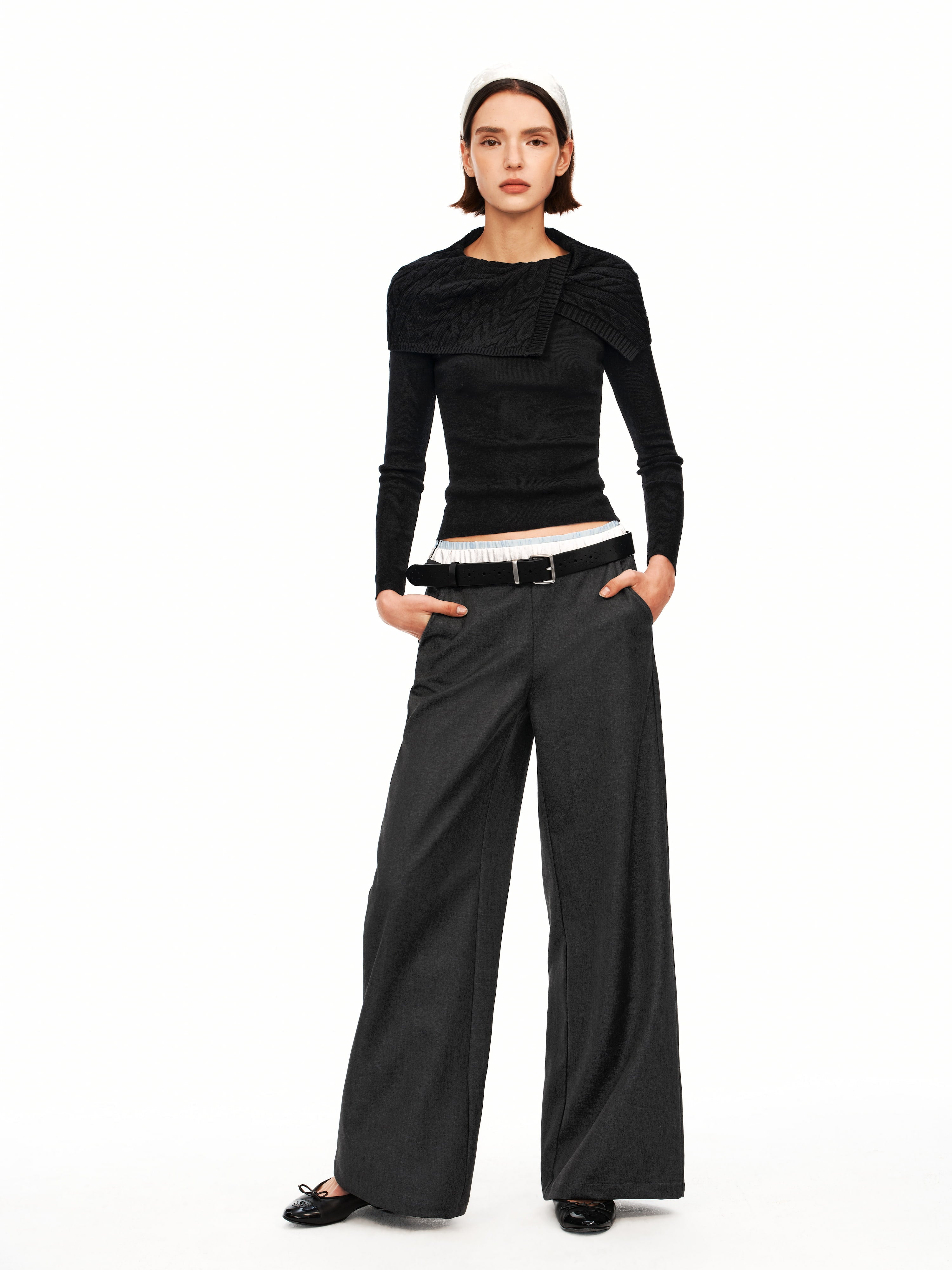 Contrast Multi-Waistband Trousers