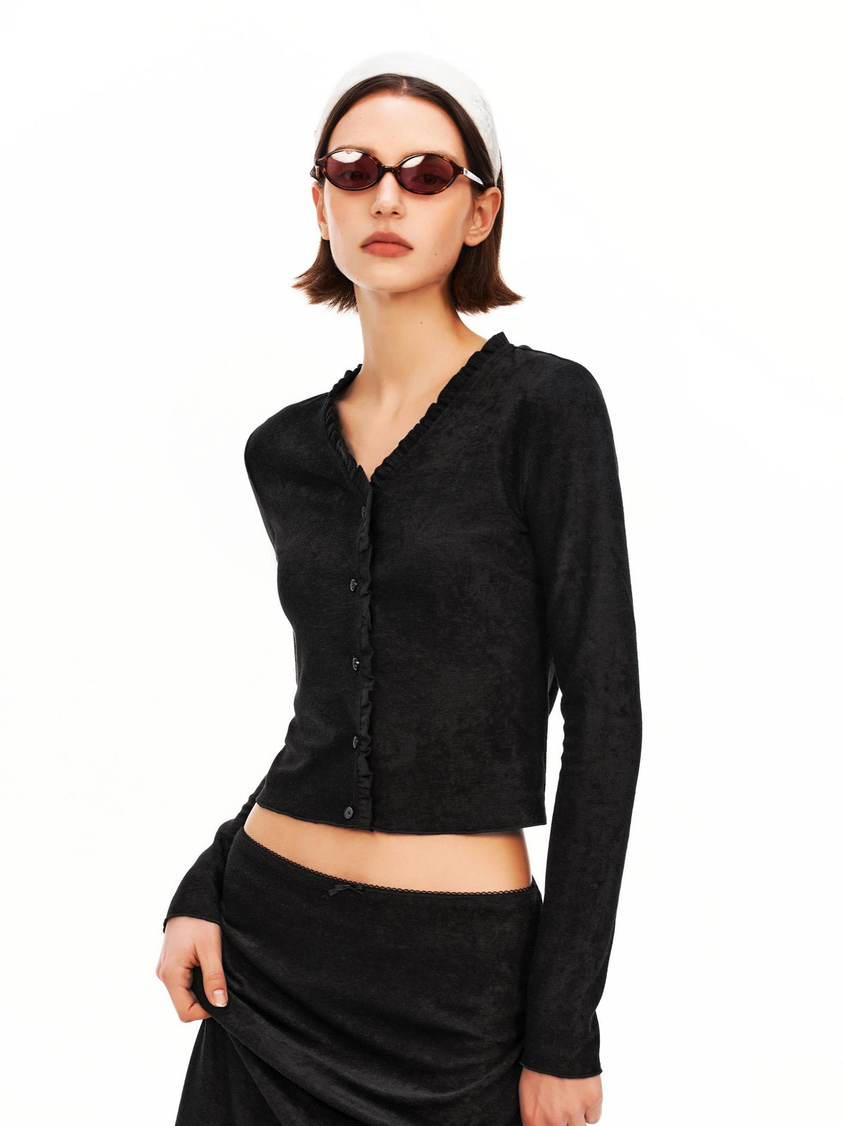Textured Knit Scallop Top