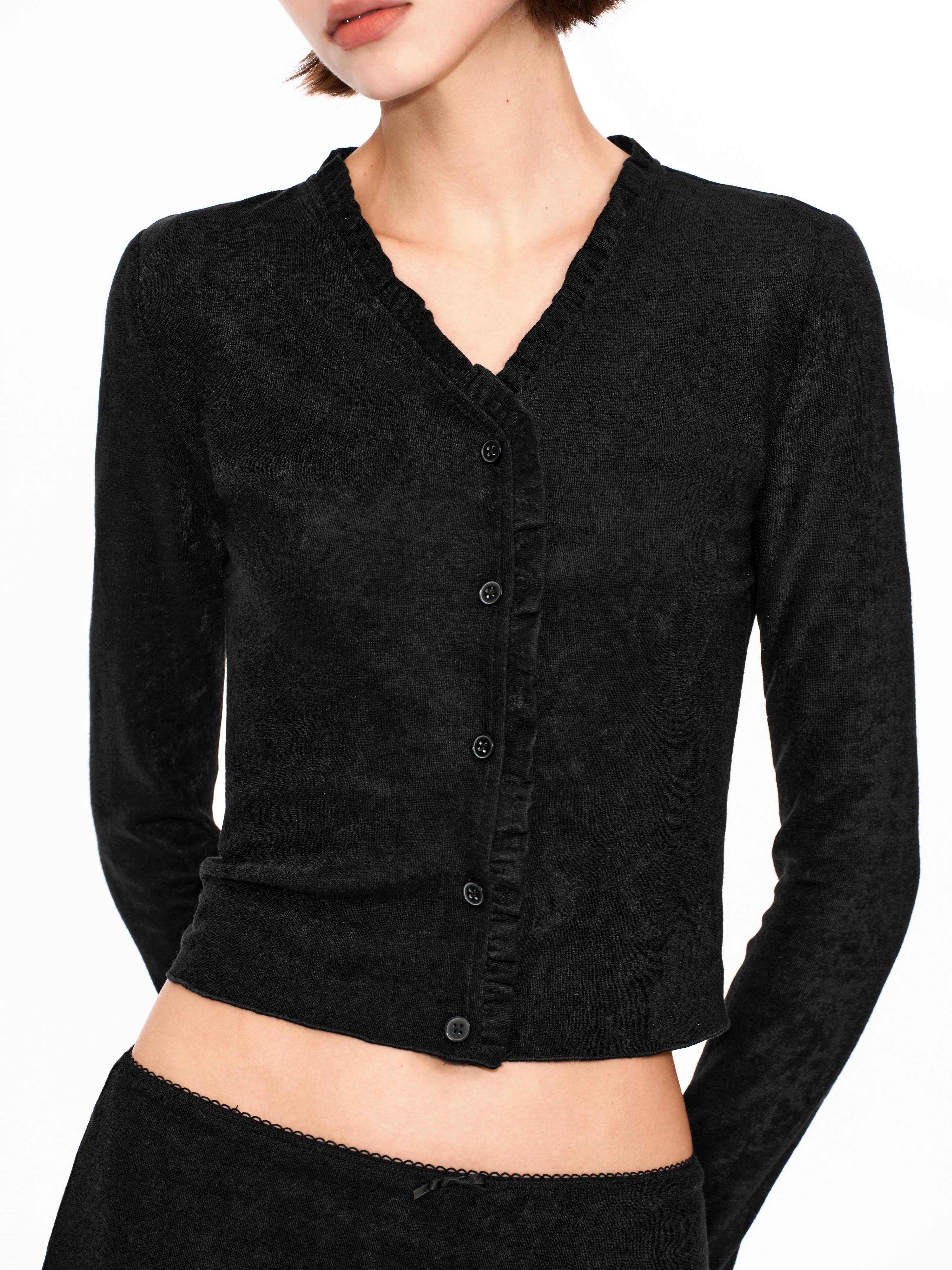 Textured Knit Scallop Top & Bow Skirt Set