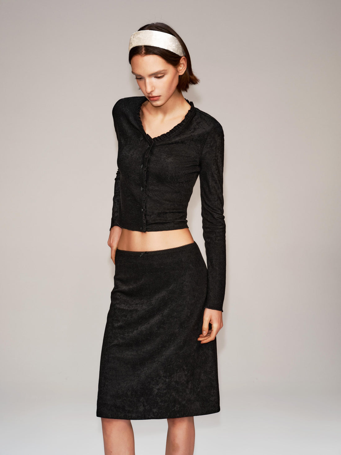 Textured Knit Bow Skirt