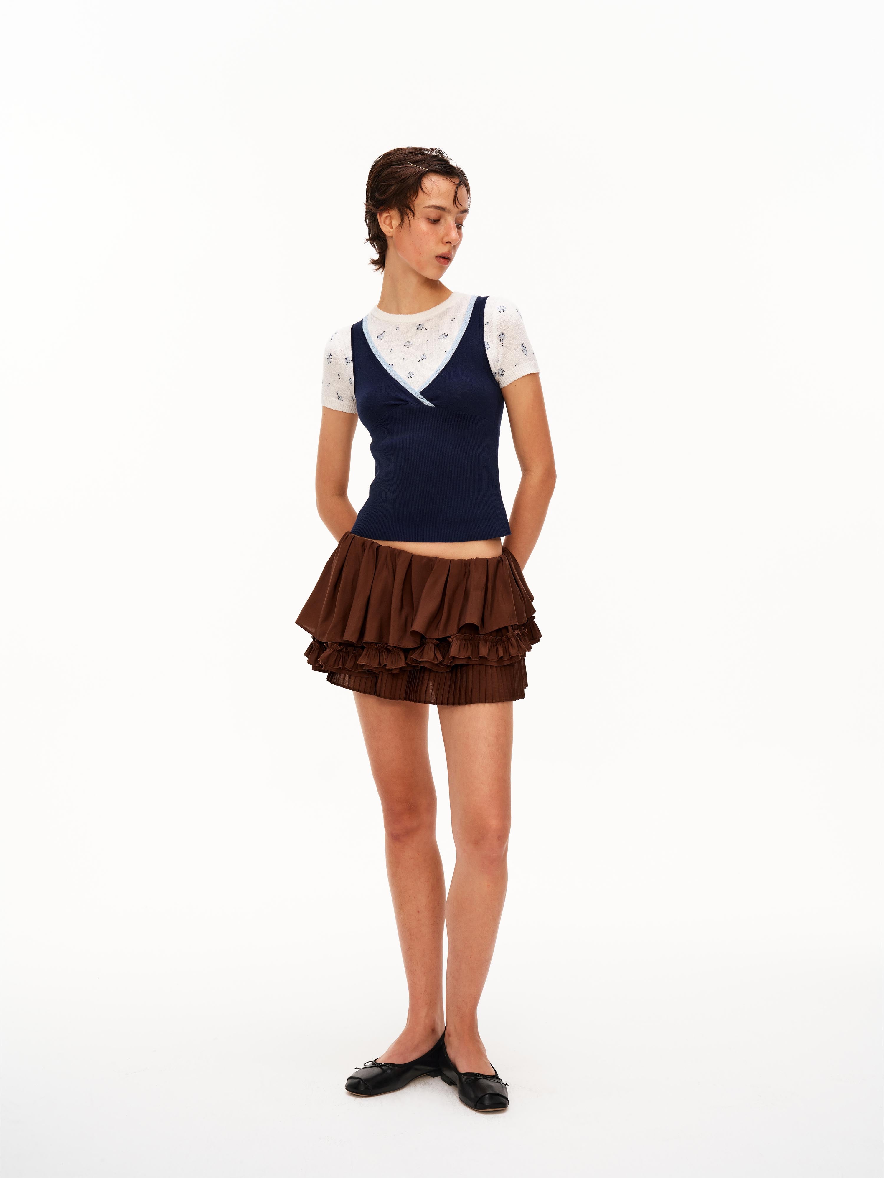 Asymmetric Tiered Mini Skirt