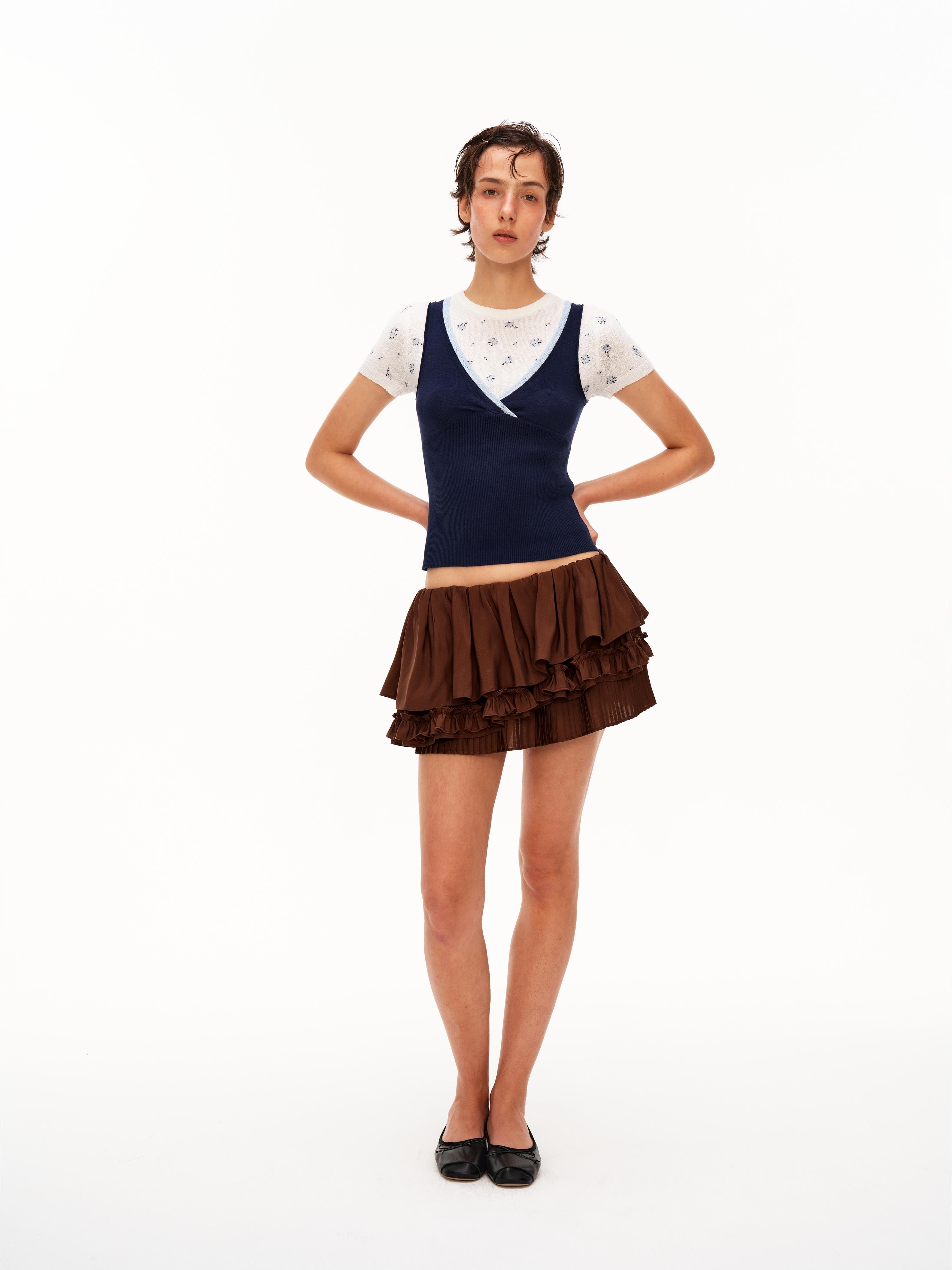 Asymmetric Tiered Mini Skirt