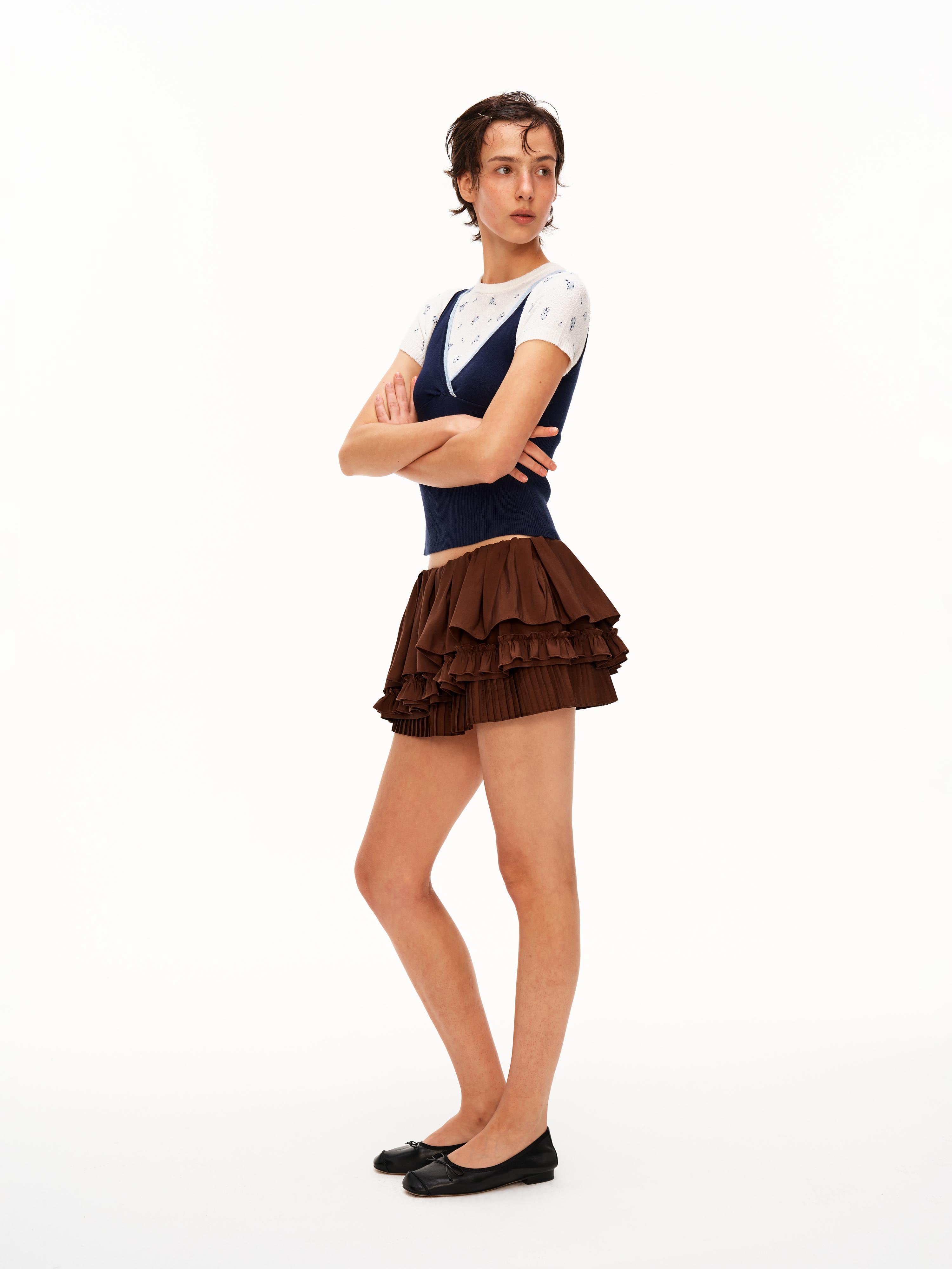 Asymmetric Tiered Mini Skirt