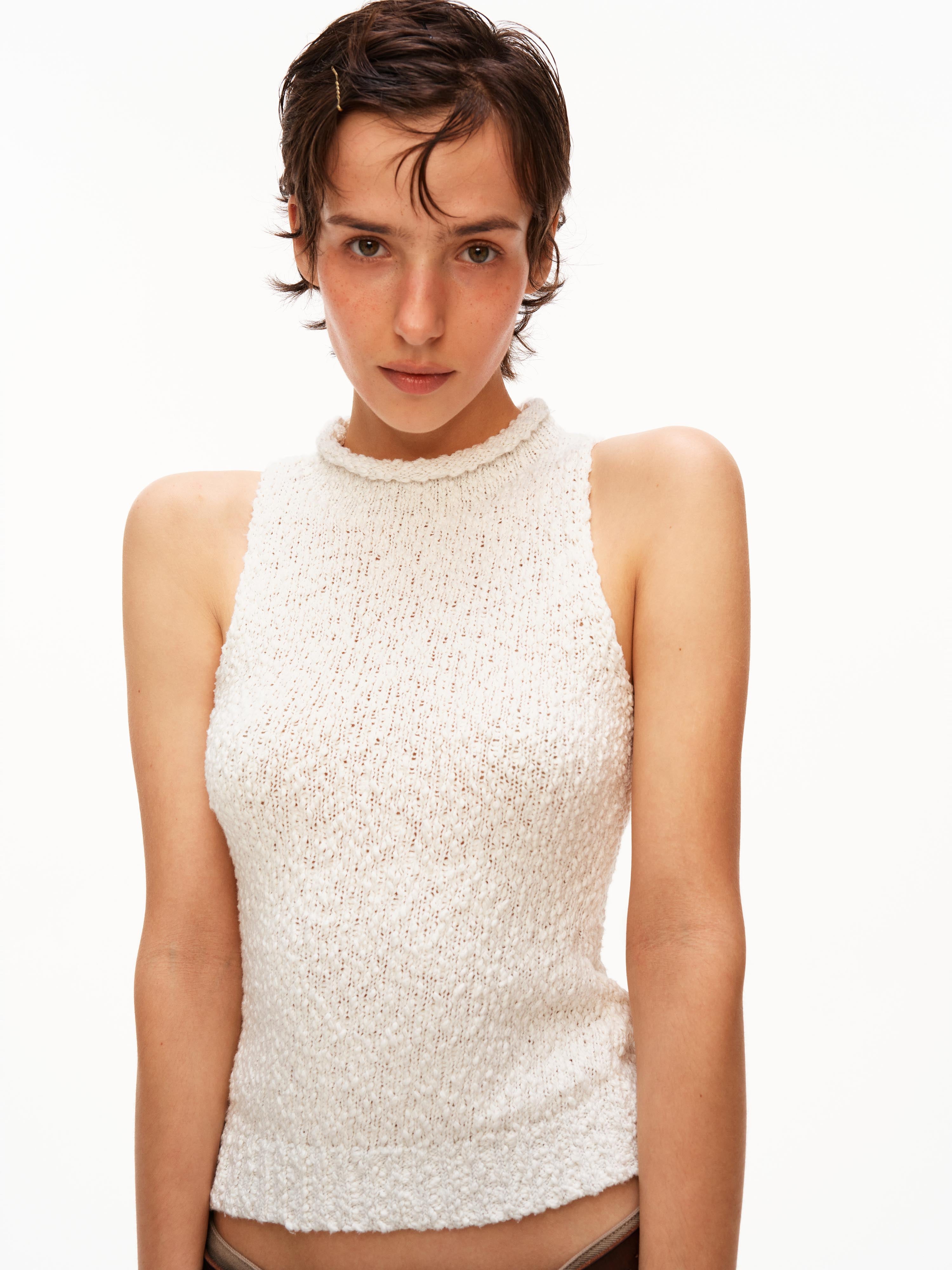 High Neck Knit Tank Top