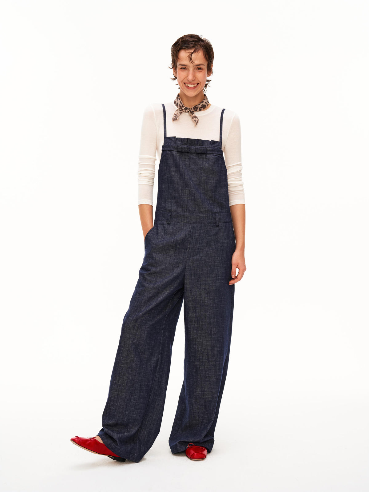 Bow-Detail Denim Jumpsuit