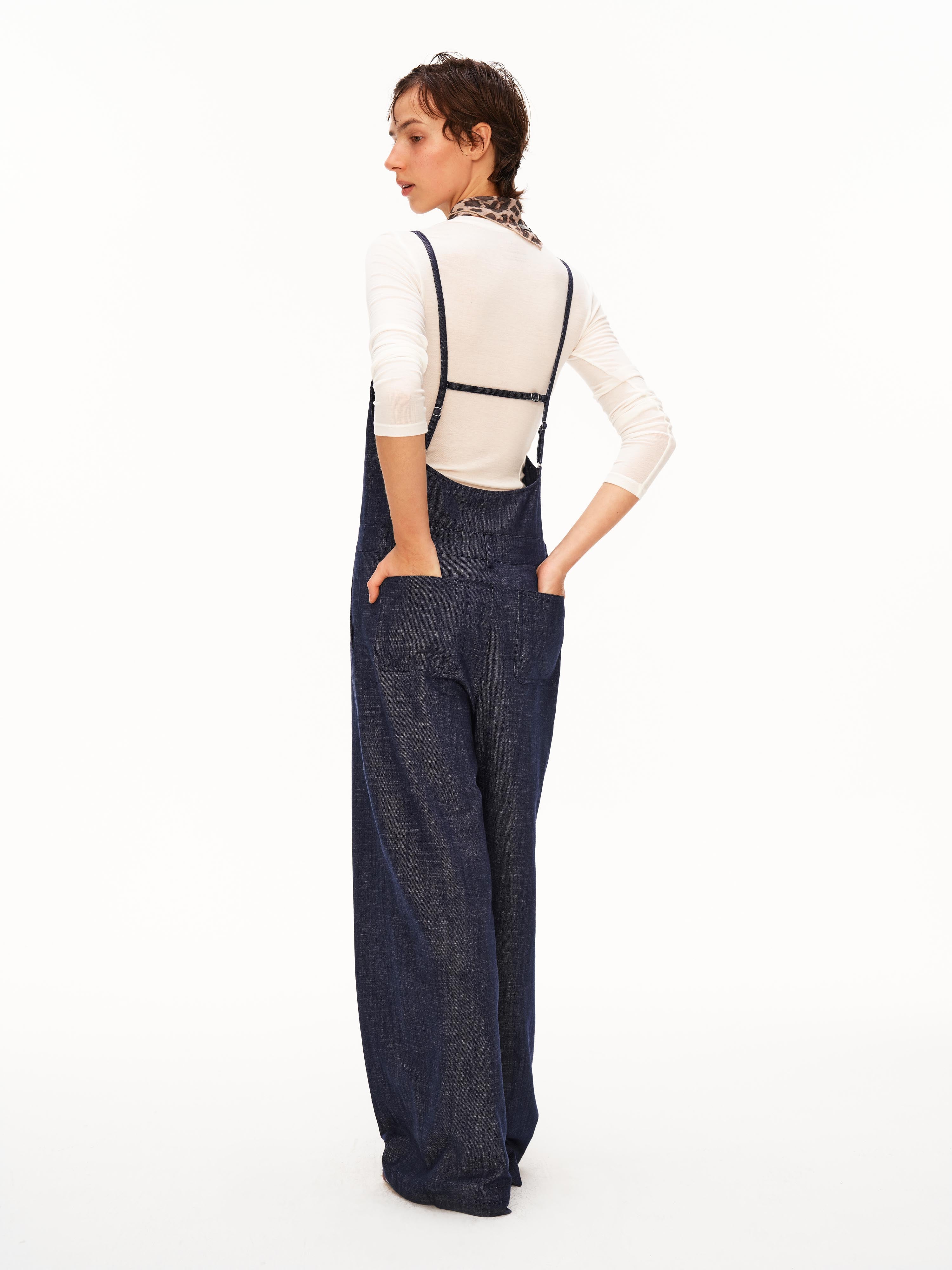 Bow-Detail Denim Jumpsuit