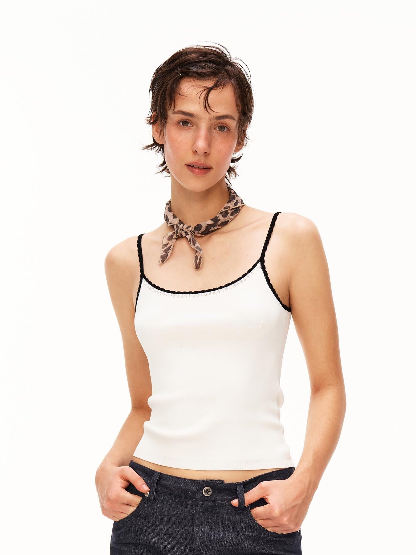 Contrast Cutout Knit Cami