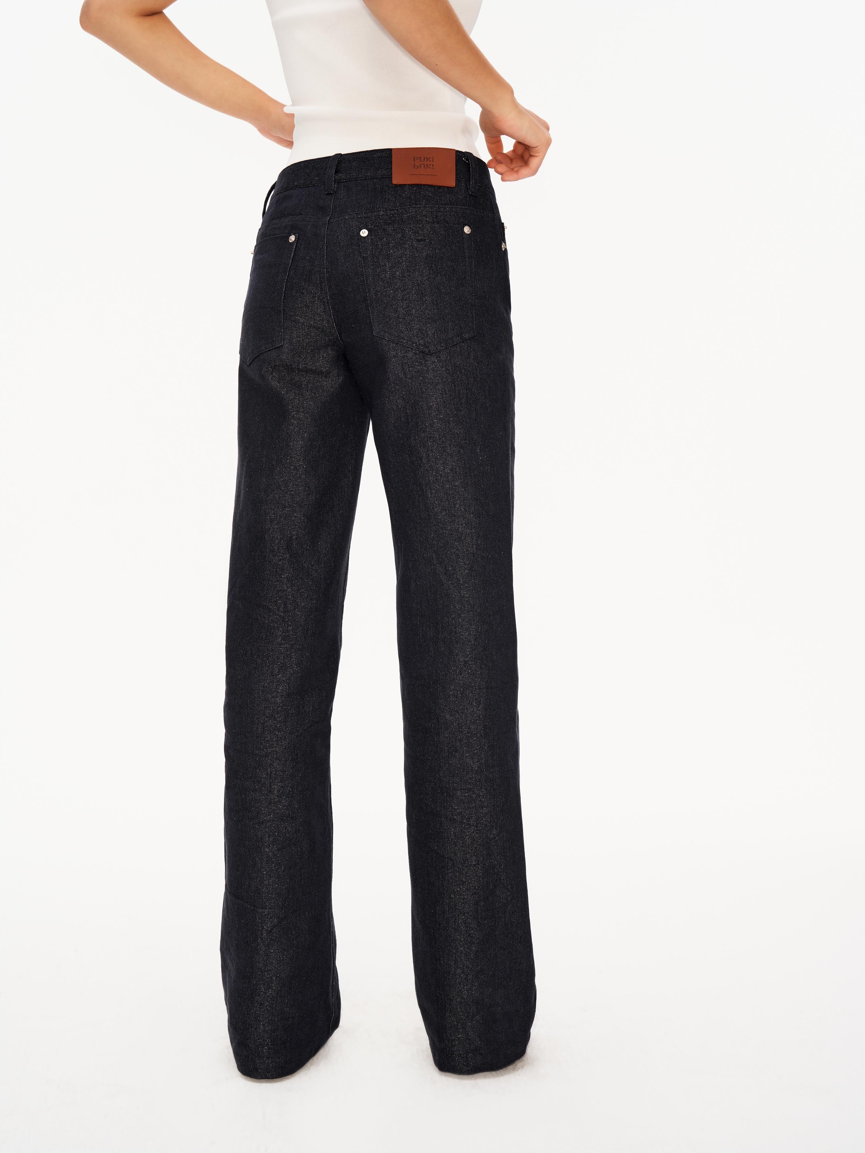 Shimmer Low-Rise Straight Jeans