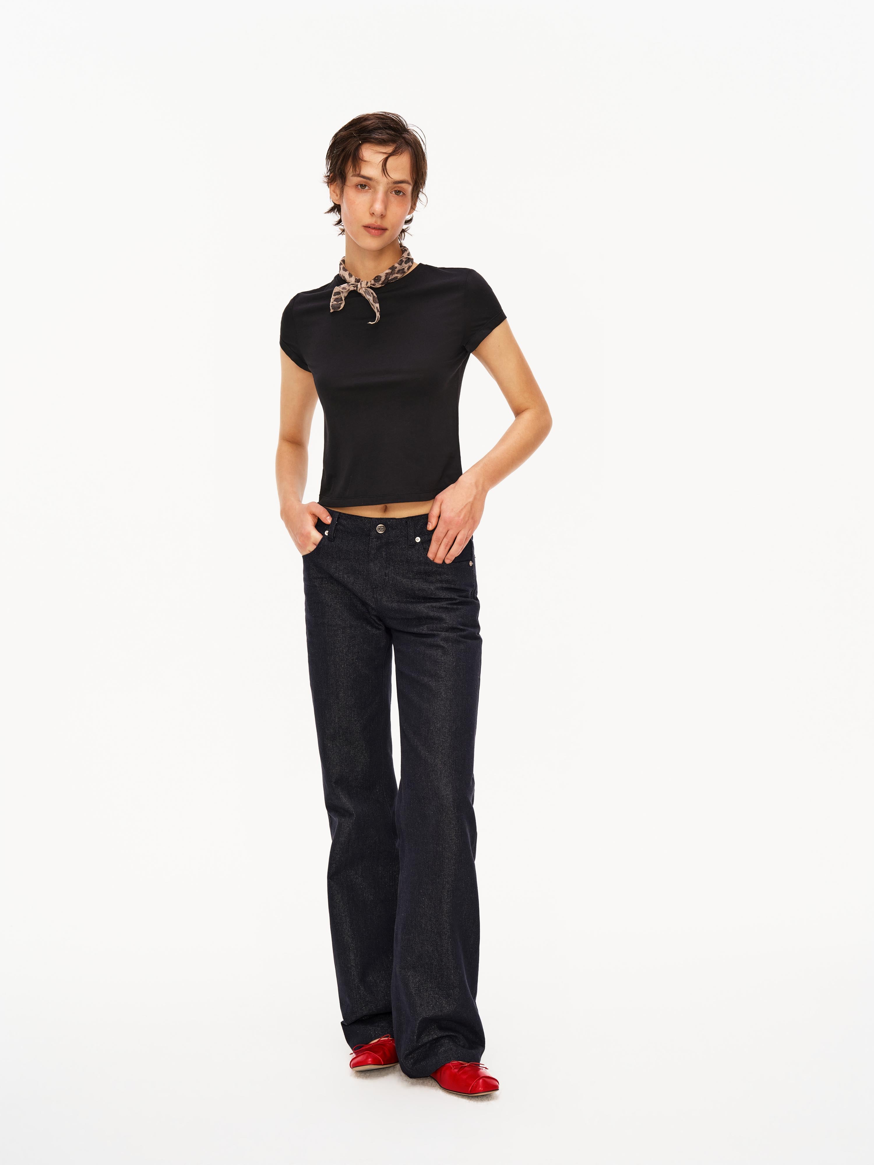 Shimmer Low-Rise Straight Jeans