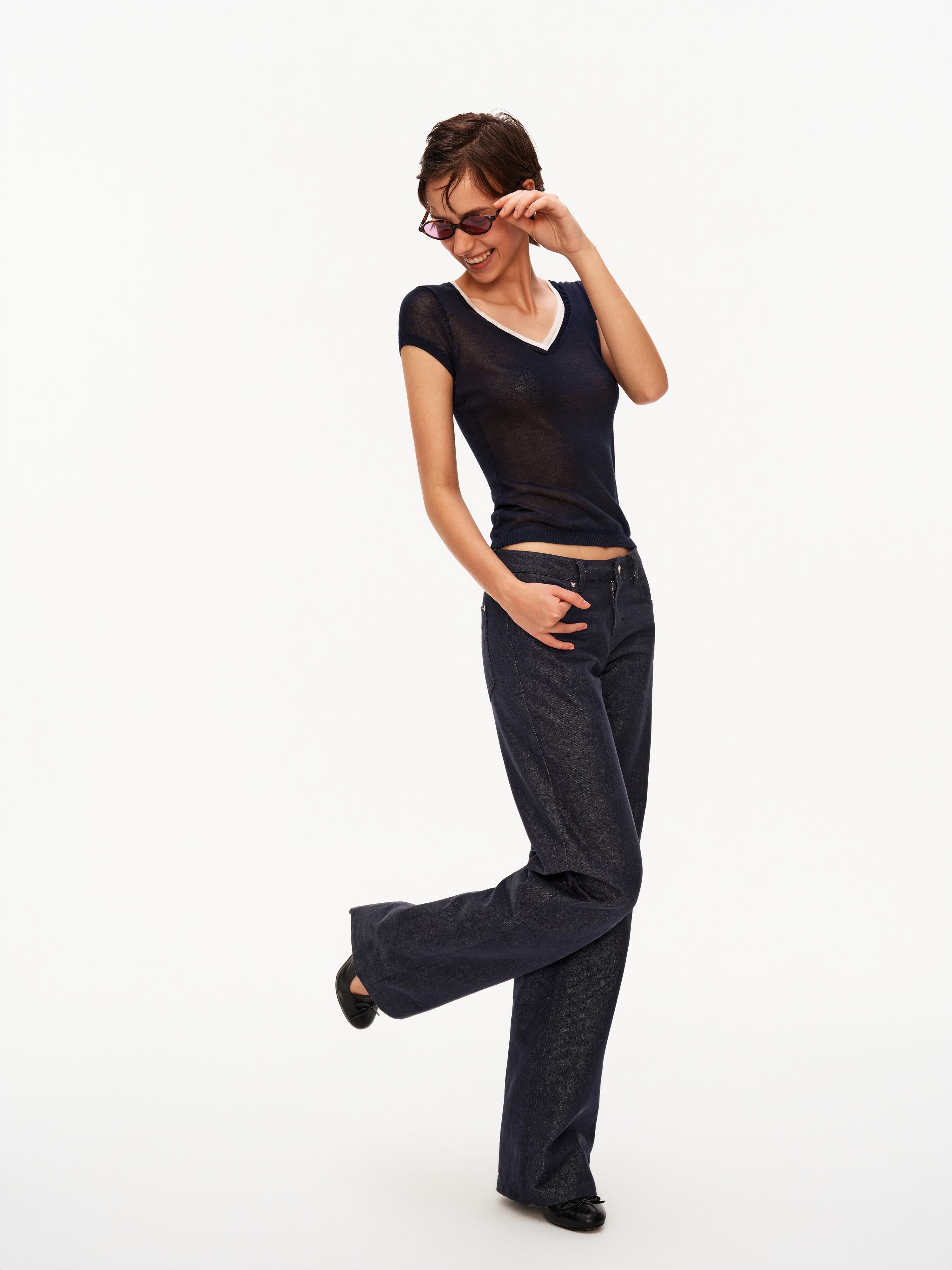 Shimmer Low-Rise Straight Jeans