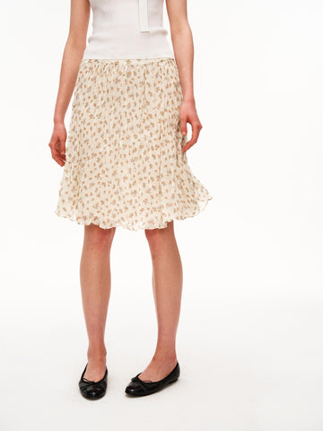 Floral Crinkle Midi Skirt