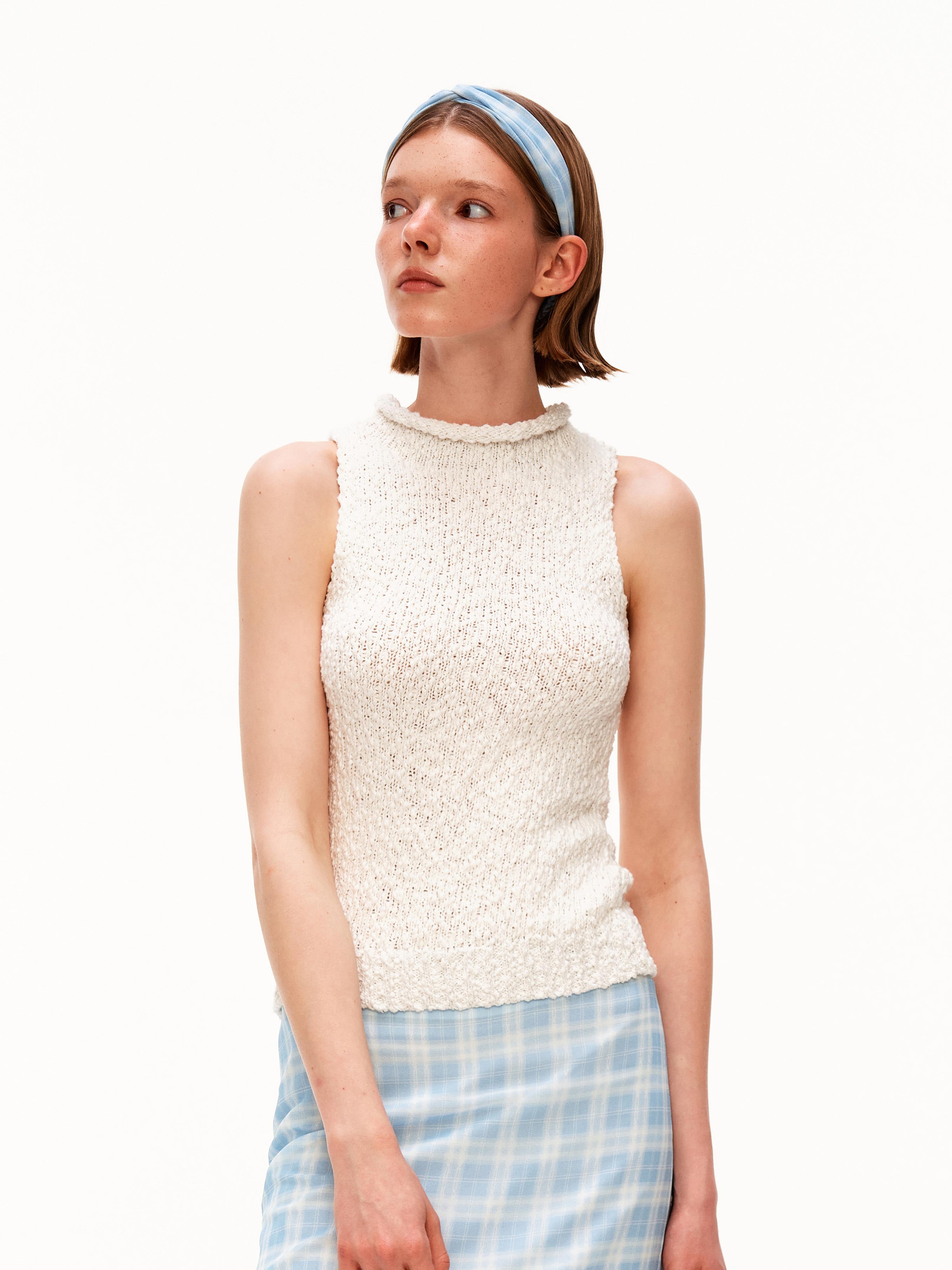 High Neck Knit Tank Top