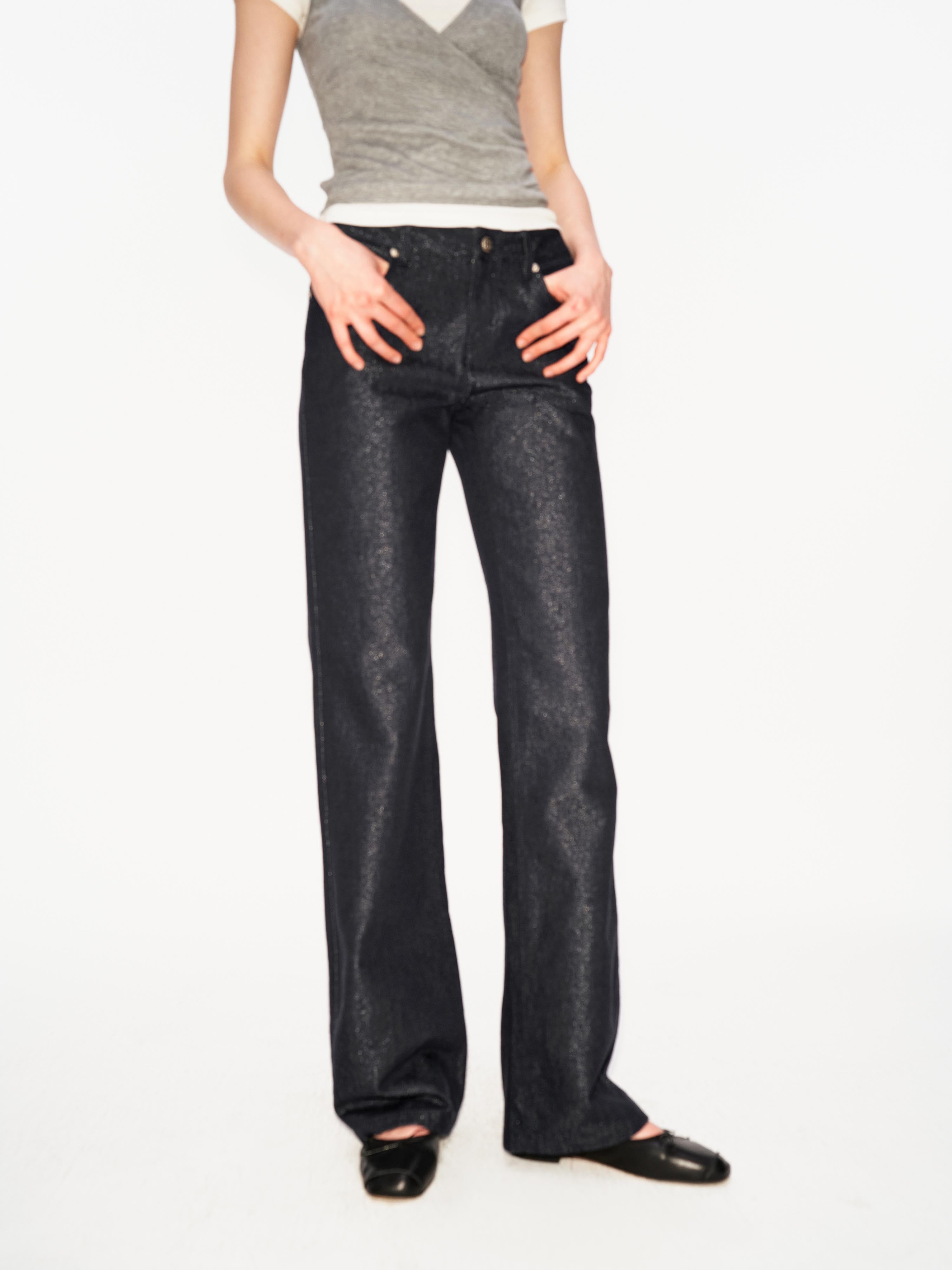 Shimmer Low-Rise Straight Jeans
