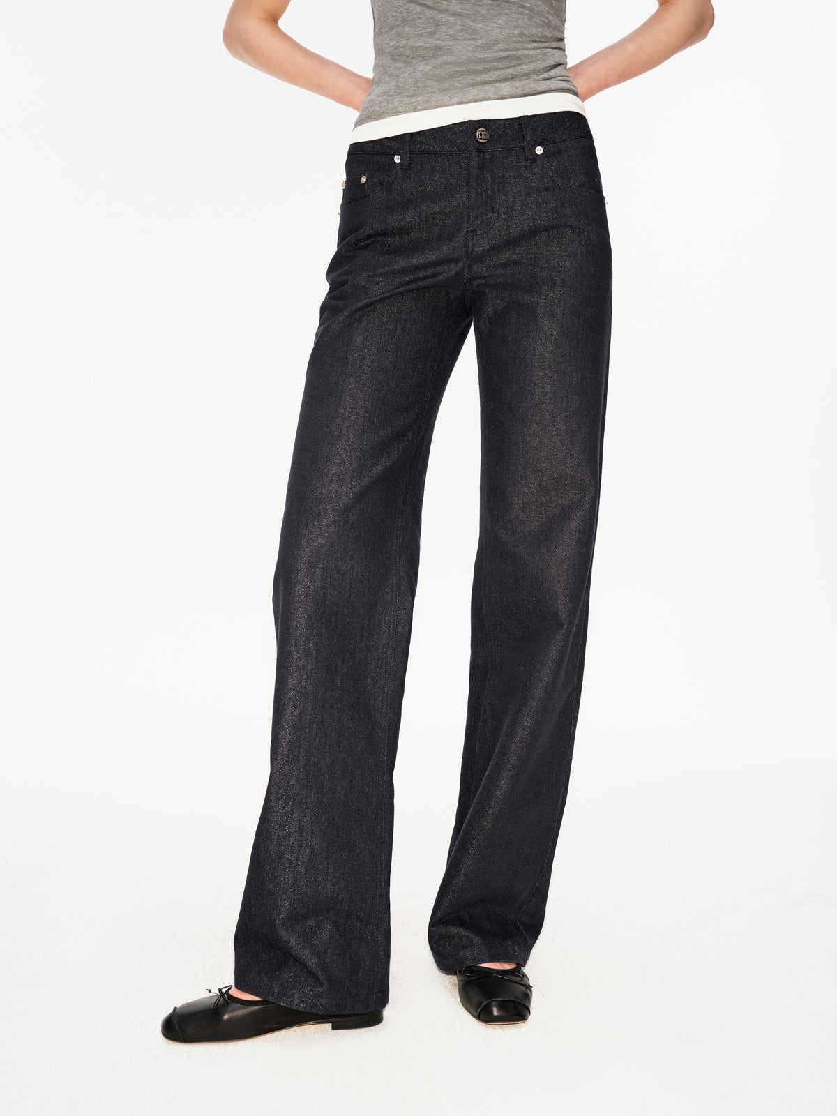 Shimmer Low-Rise Straight Jeans