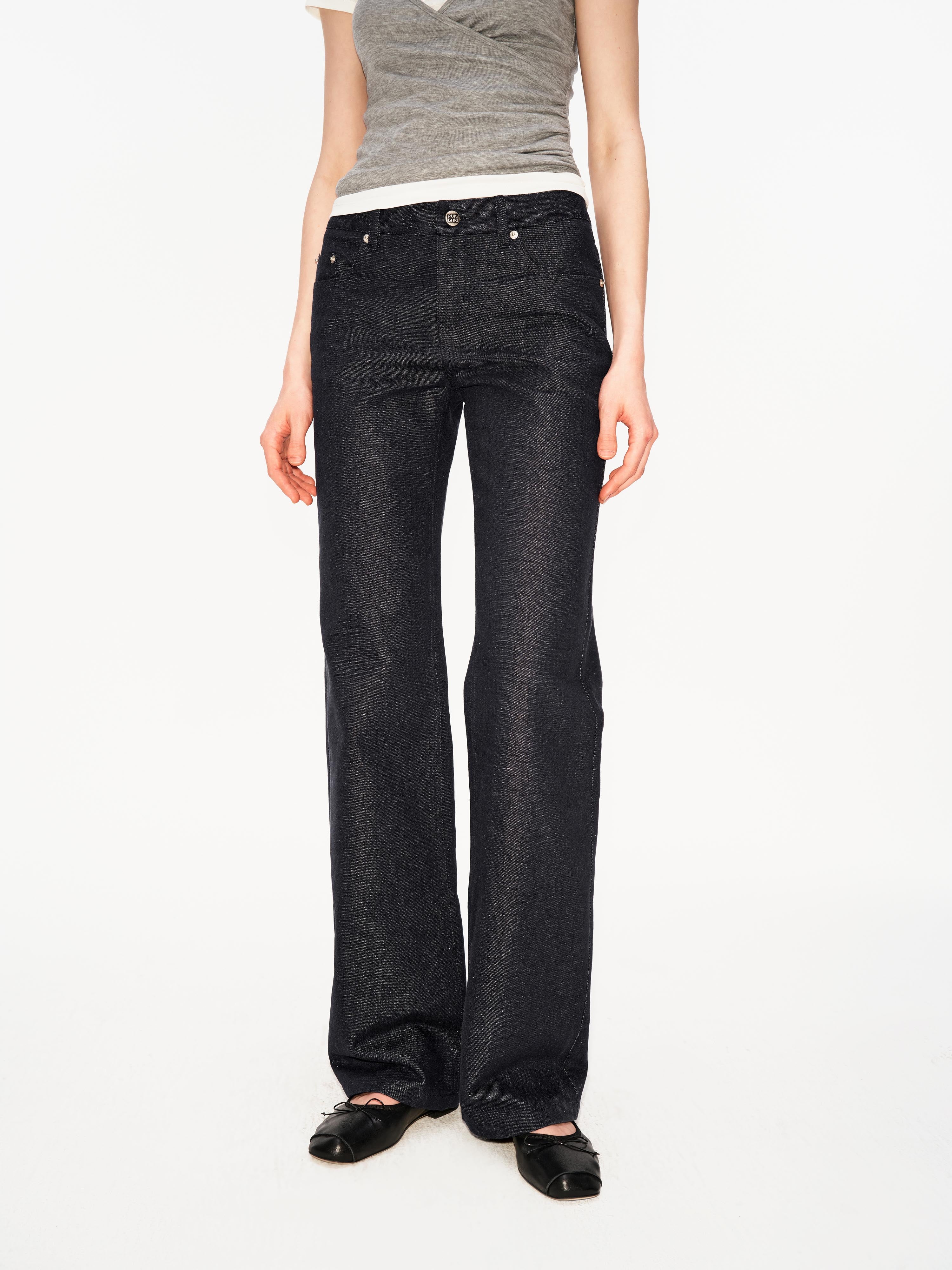 Shimmer Low-Rise Straight Jeans