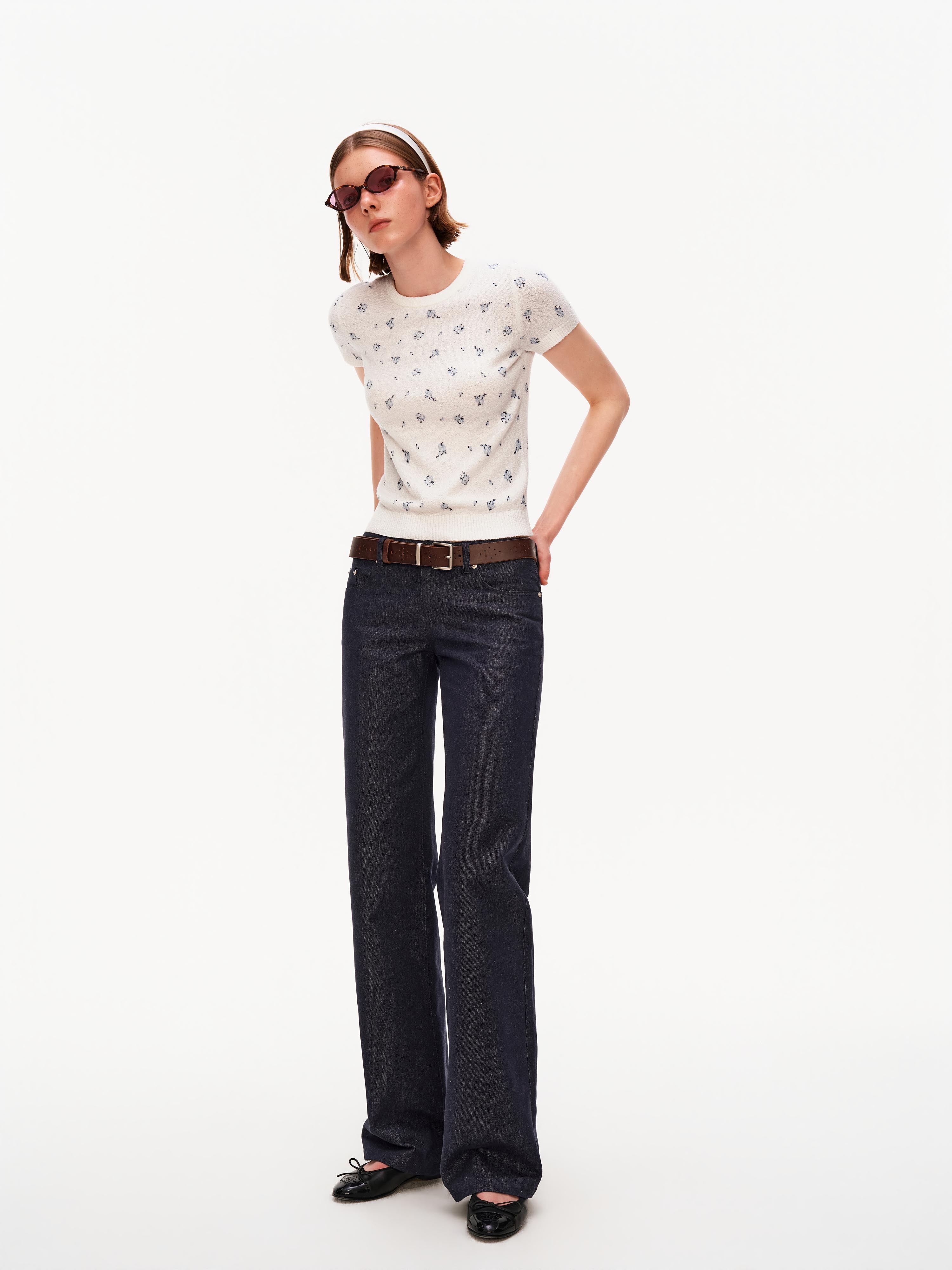 Floral Bouclé Knit Tee