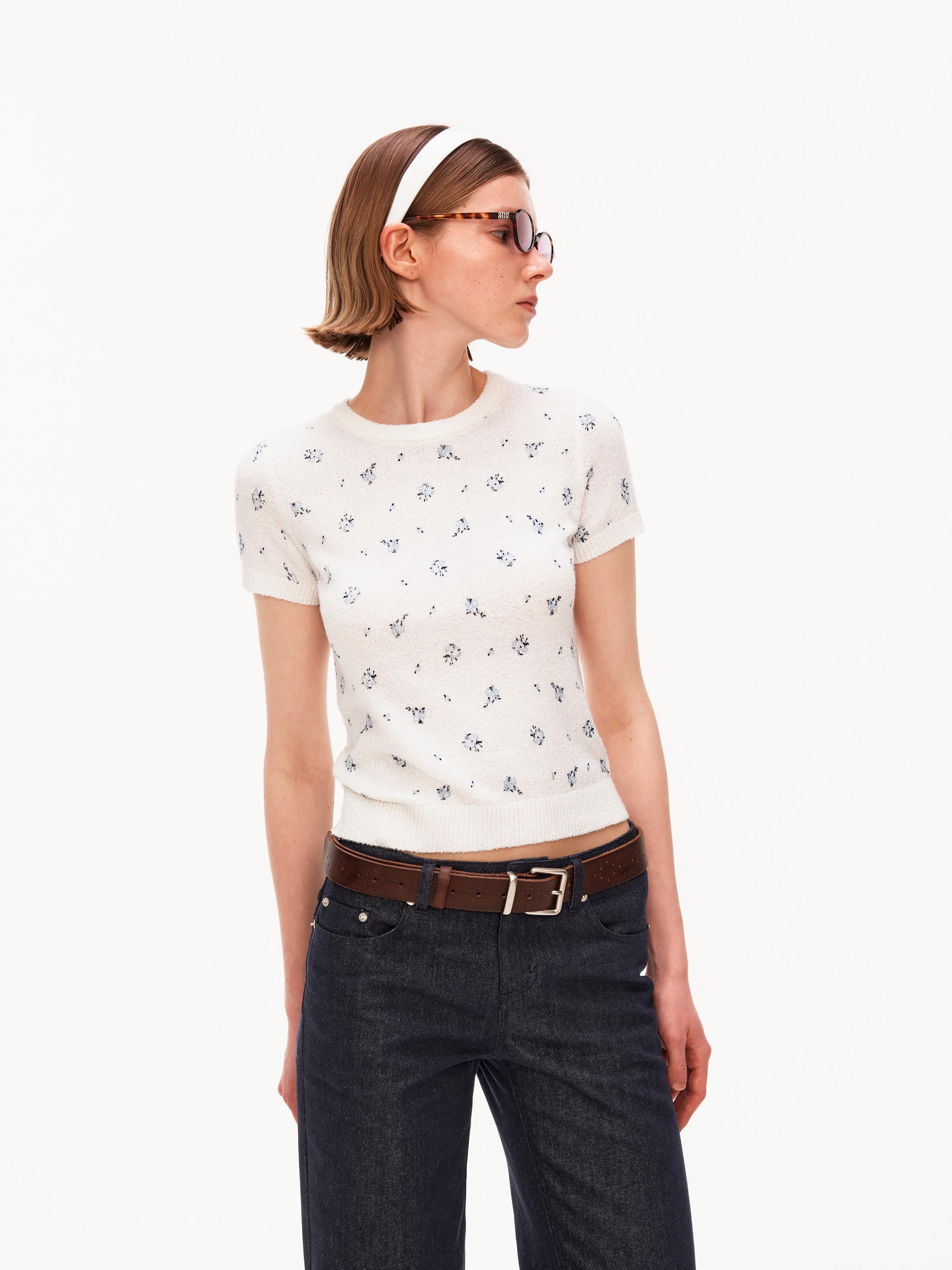 Floral Bouclé Knit Tee