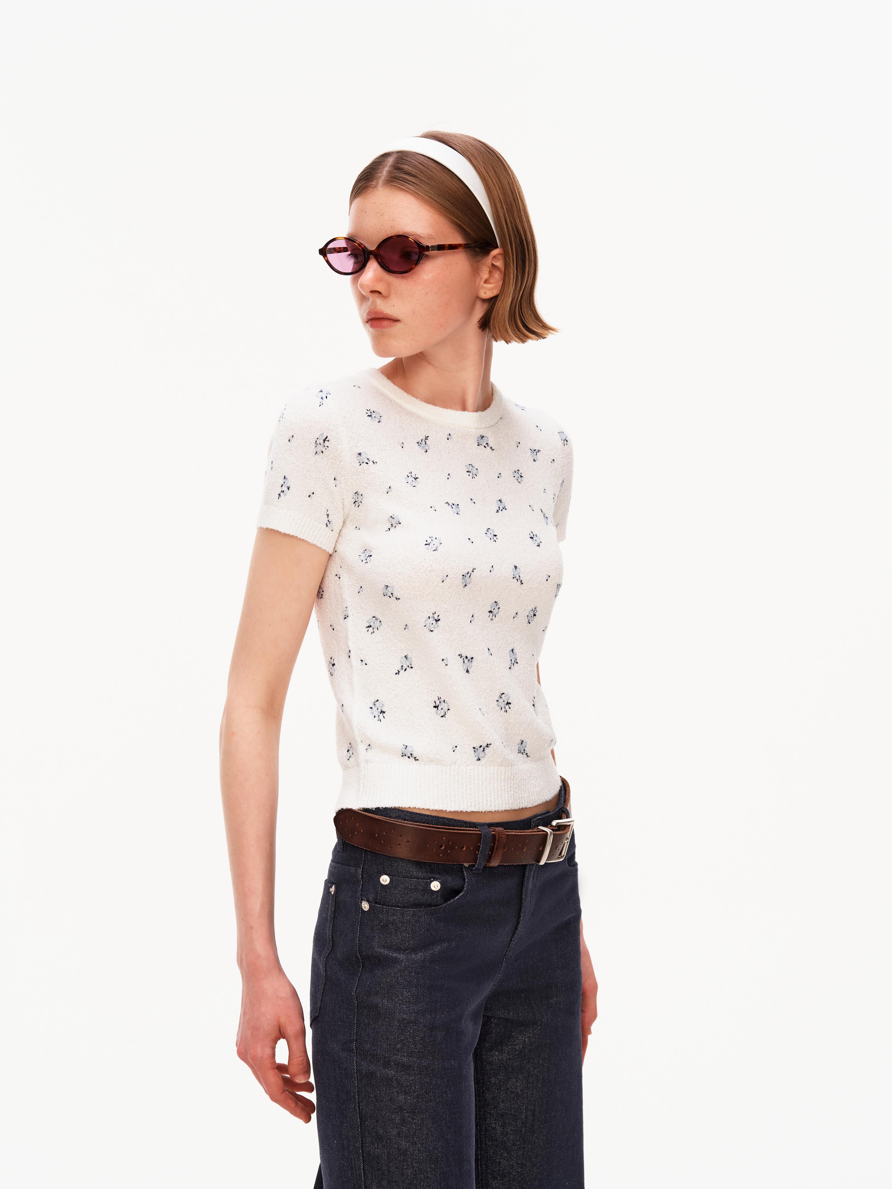 Floral Bouclé Knit Tee