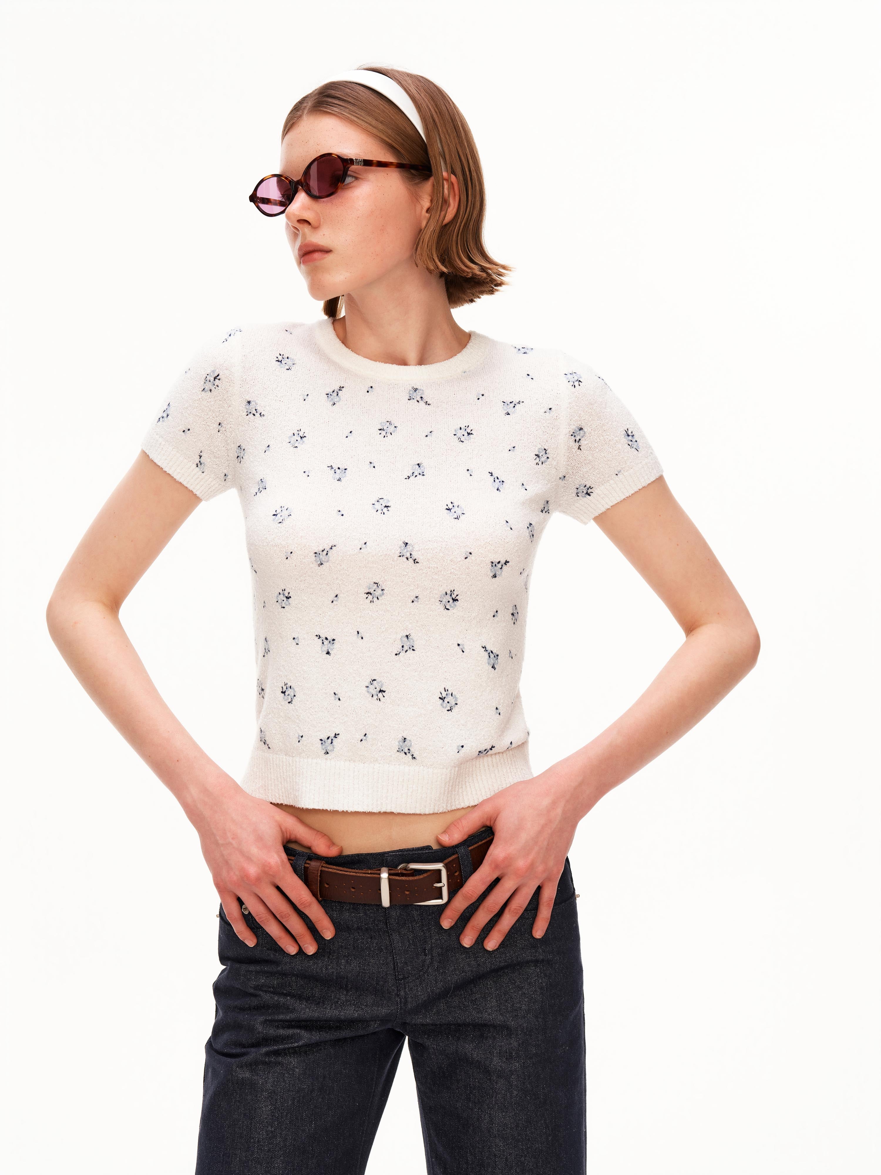 Floral Bouclé Knit Tee