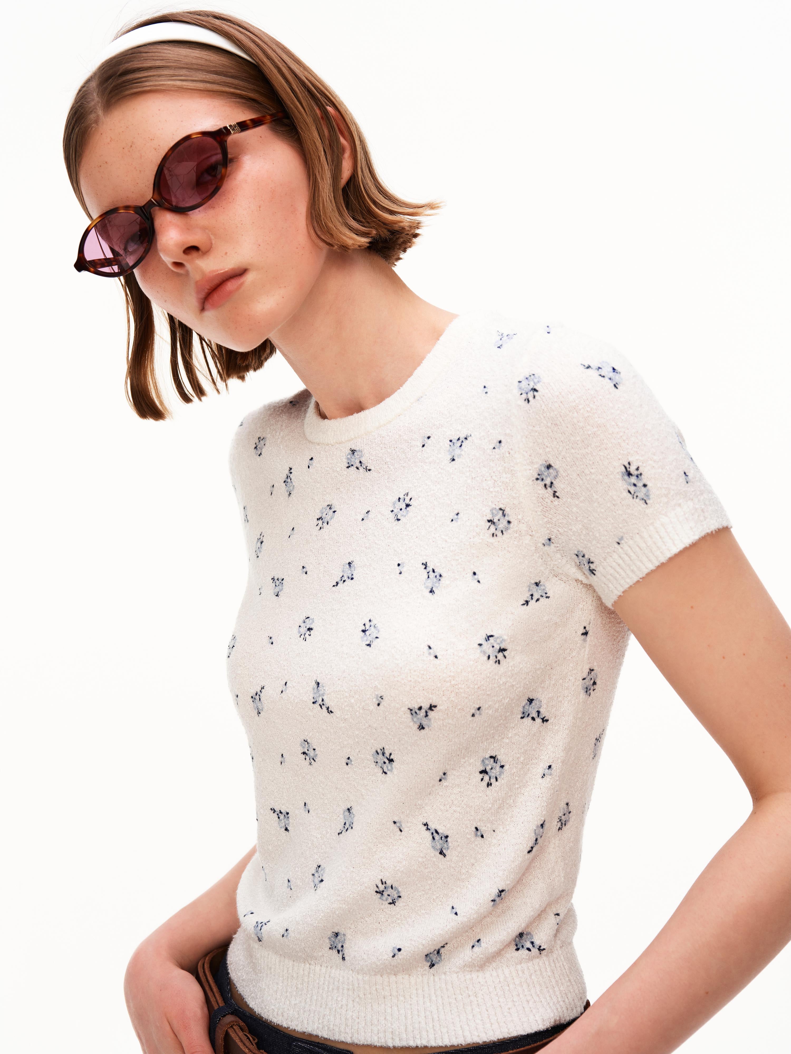 Floral Bouclé Knit Tee