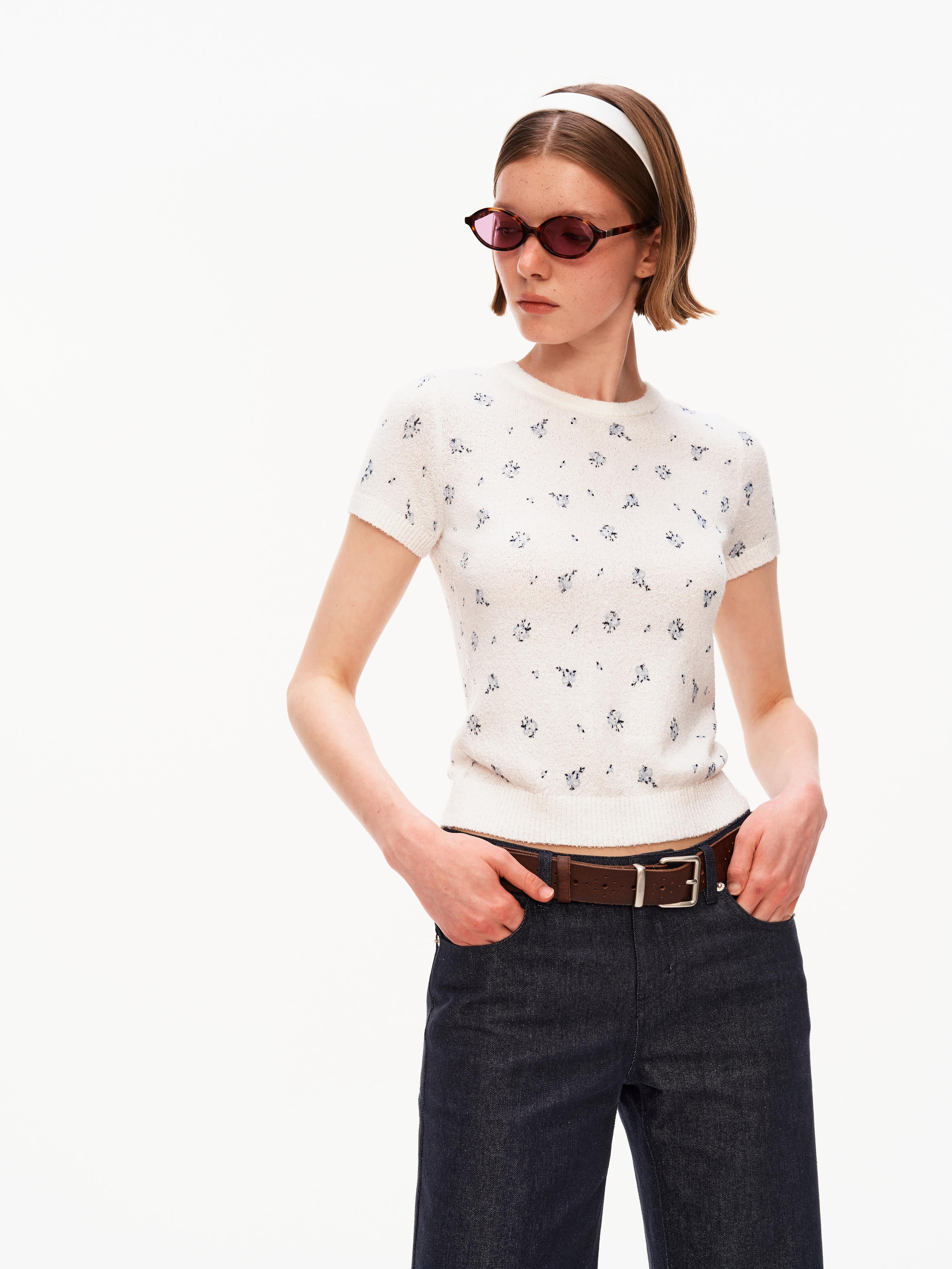 Floral Bouclé Knit Tee