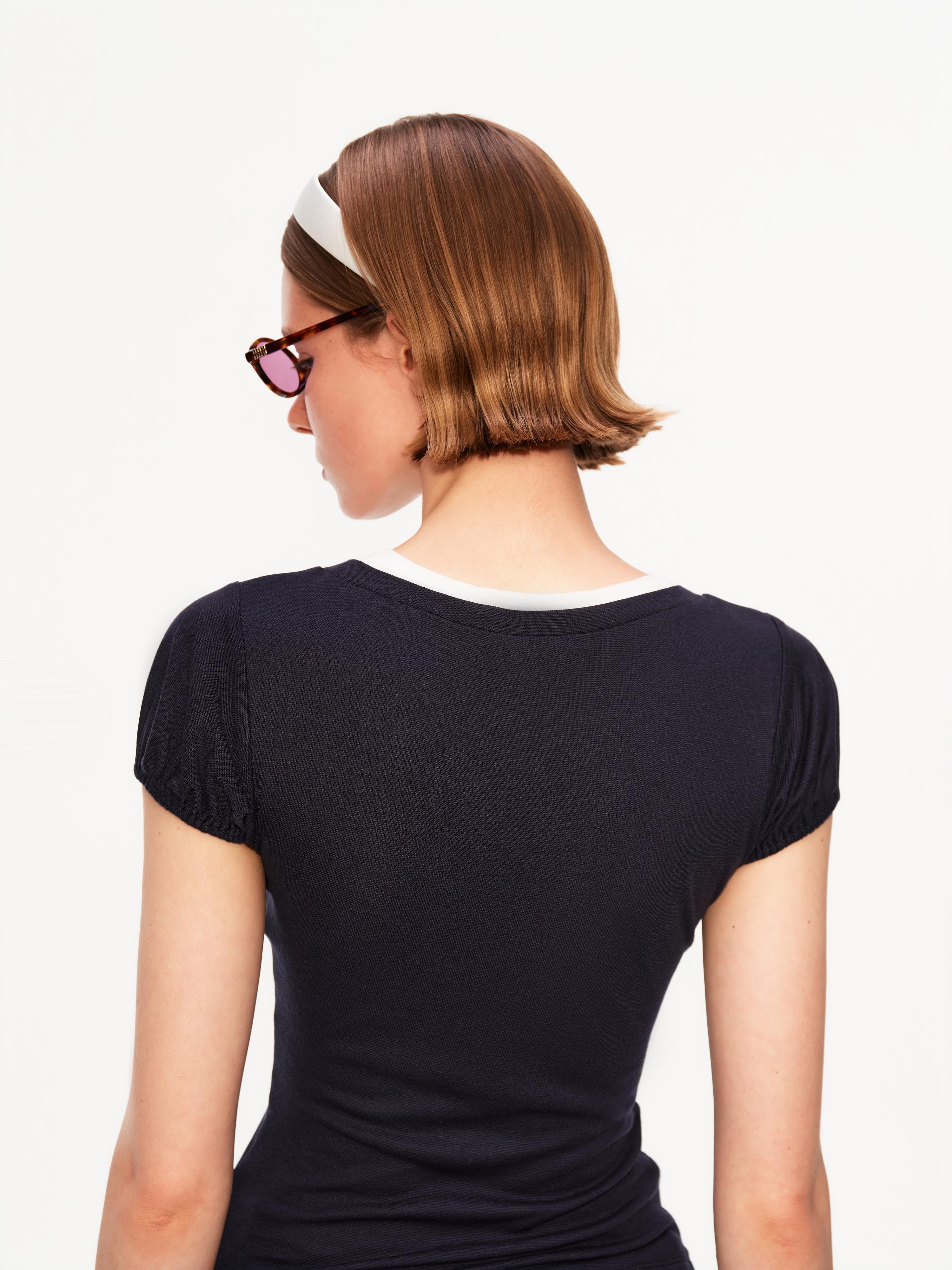 Contrast Layered Puff Sleeve Top