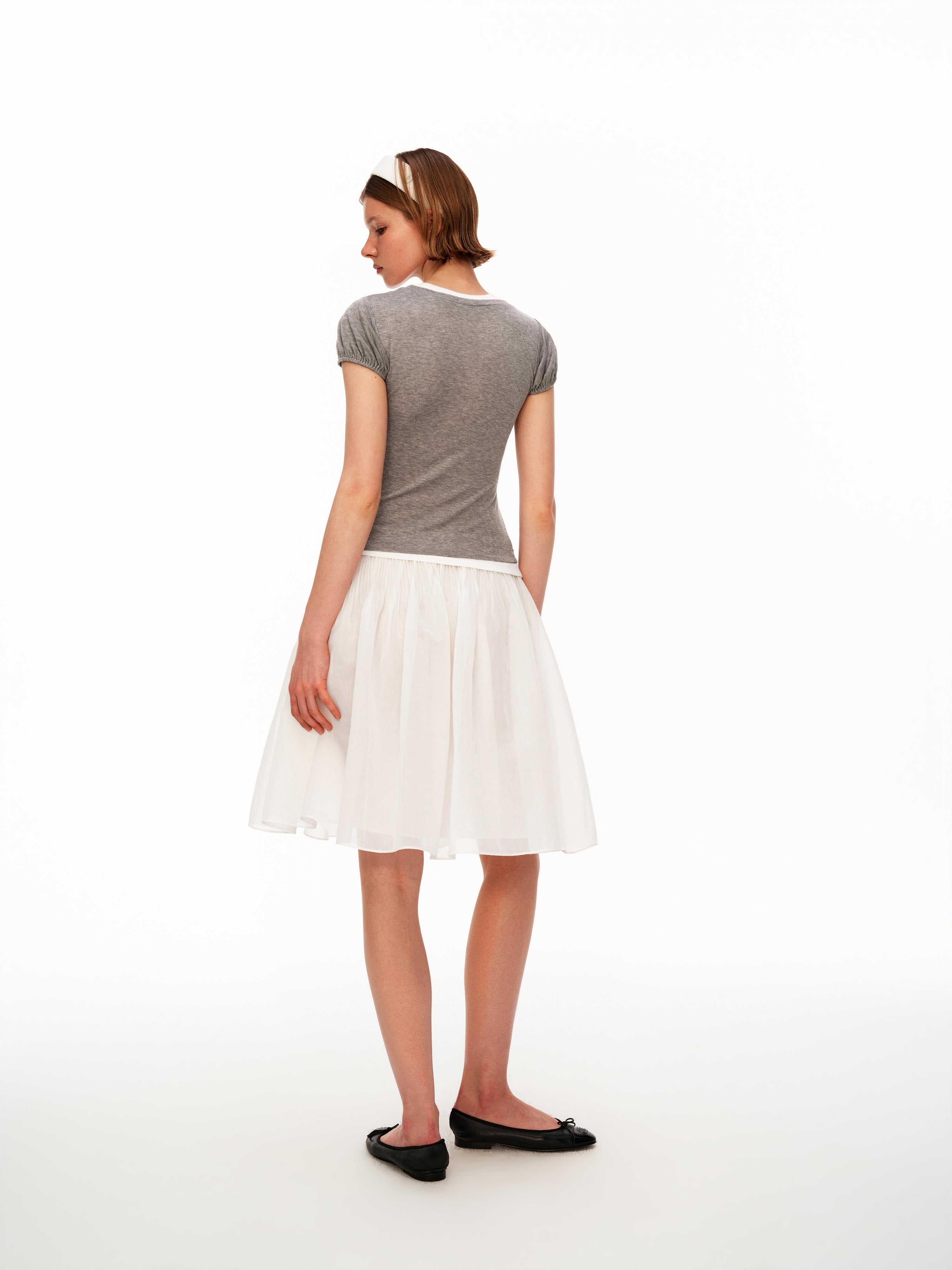 Contrast Layered Puff Sleeve Top