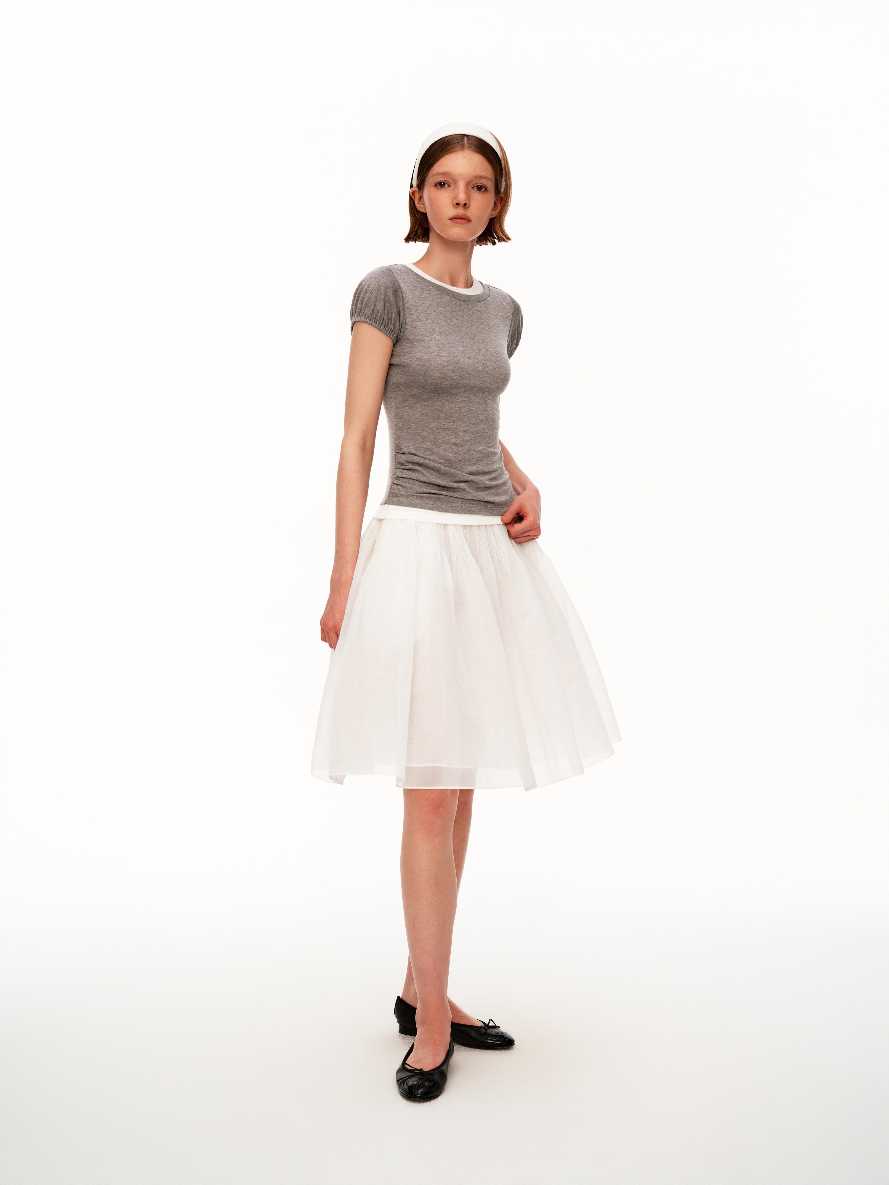 Contrast Layered Puff Sleeve Top