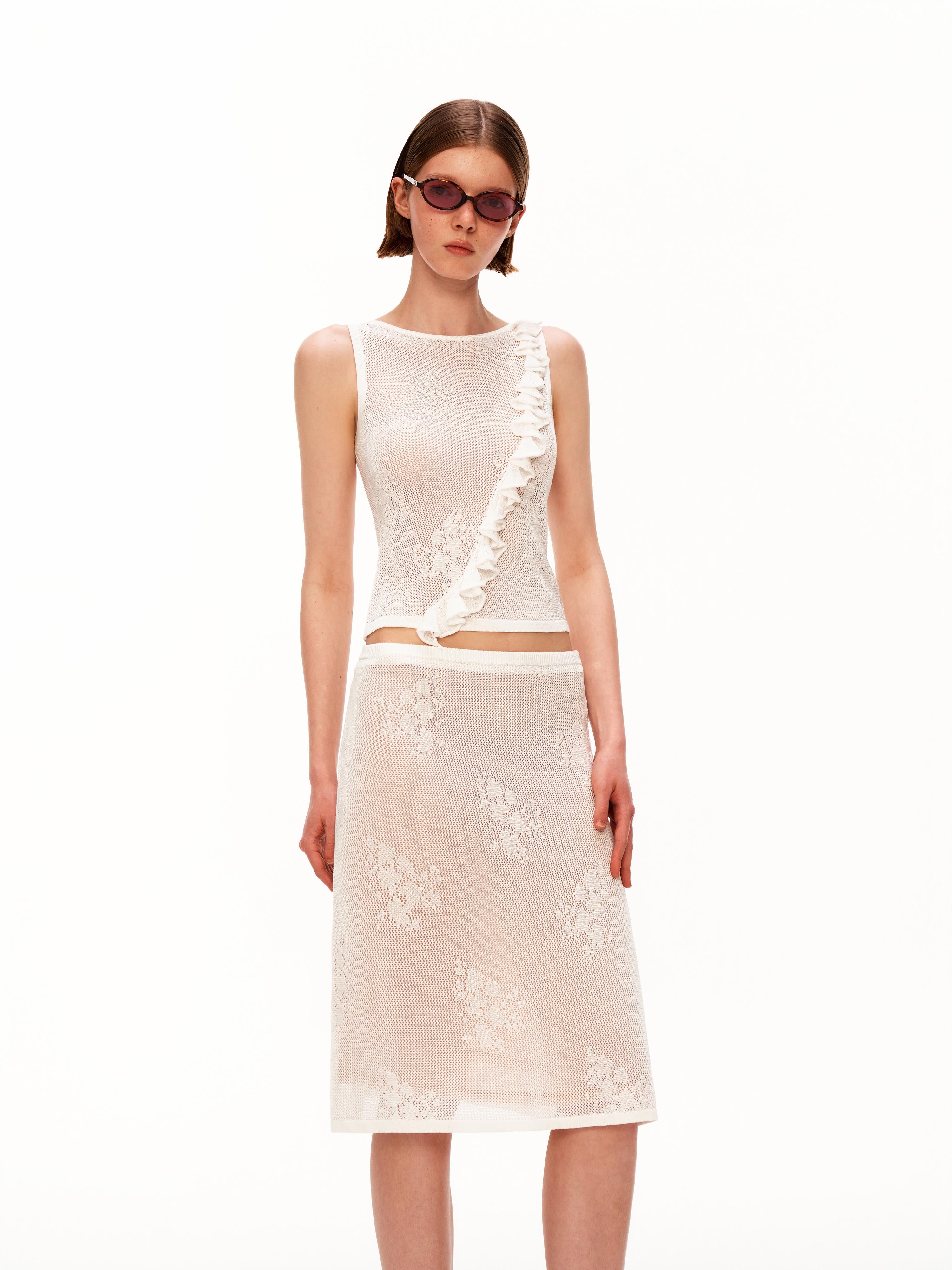 Sheer Jacquard Skirt Set