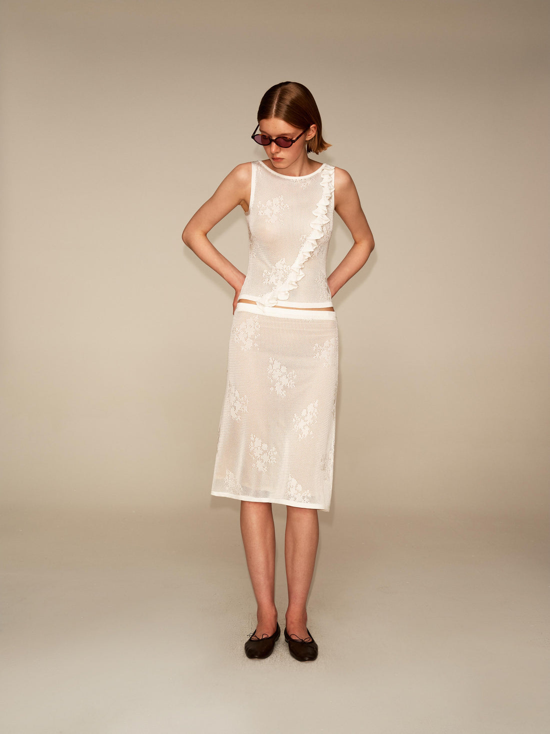 시어 자카드 스커트 세트