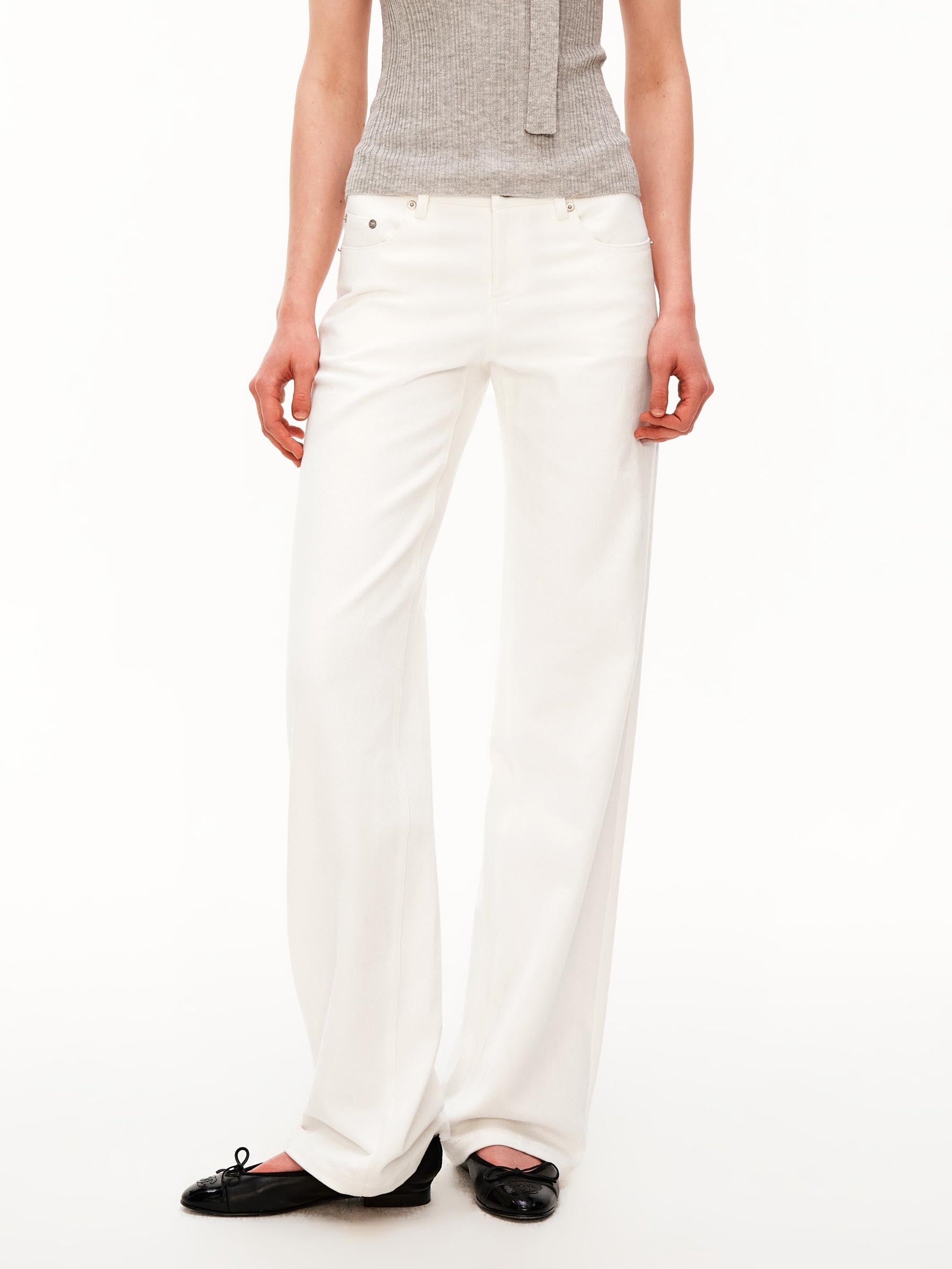 Low Rise Straight White Jeans
