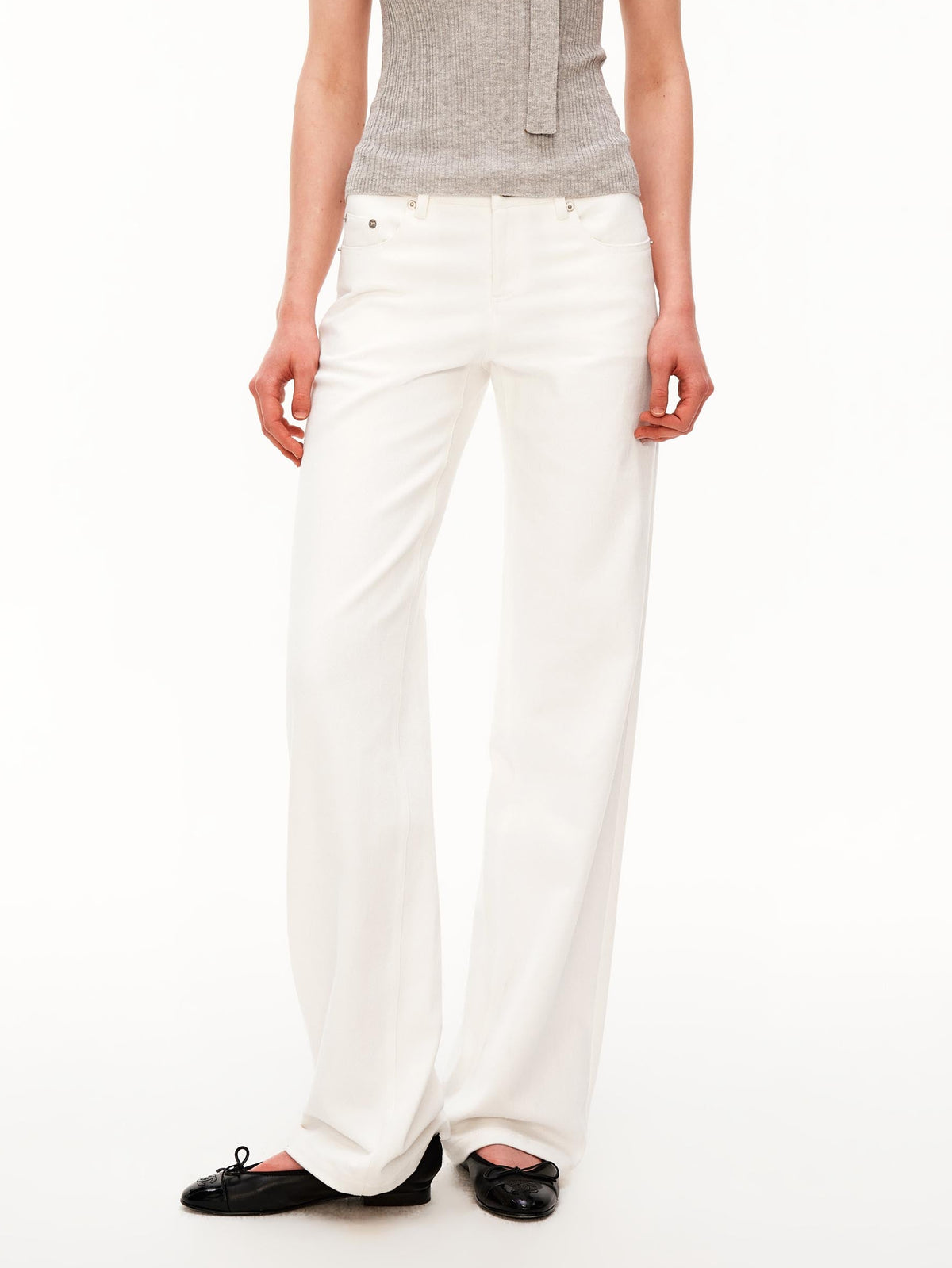 Low Rise Straight White Jeans