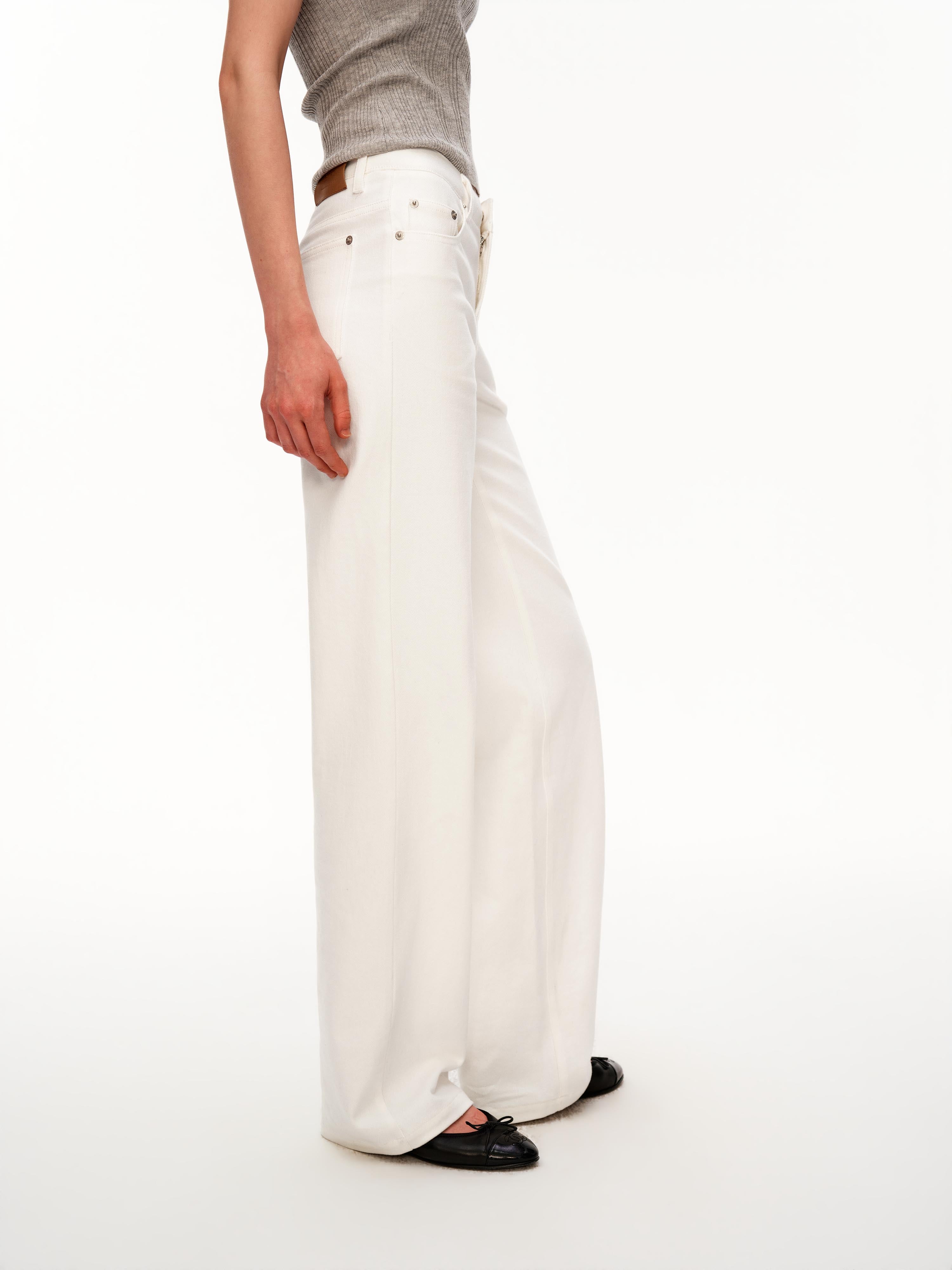 Low Rise Straight White Jeans