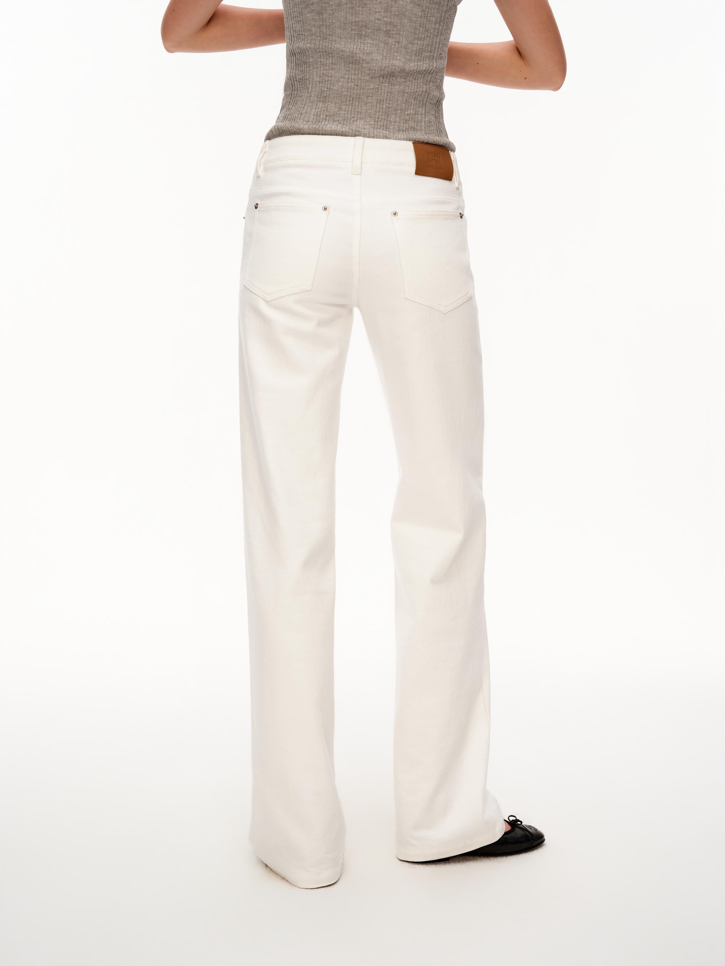 Low Rise Straight White Jeans