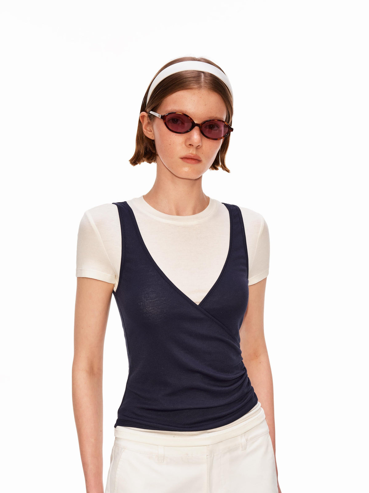 Layered Wrap V-Neck Top