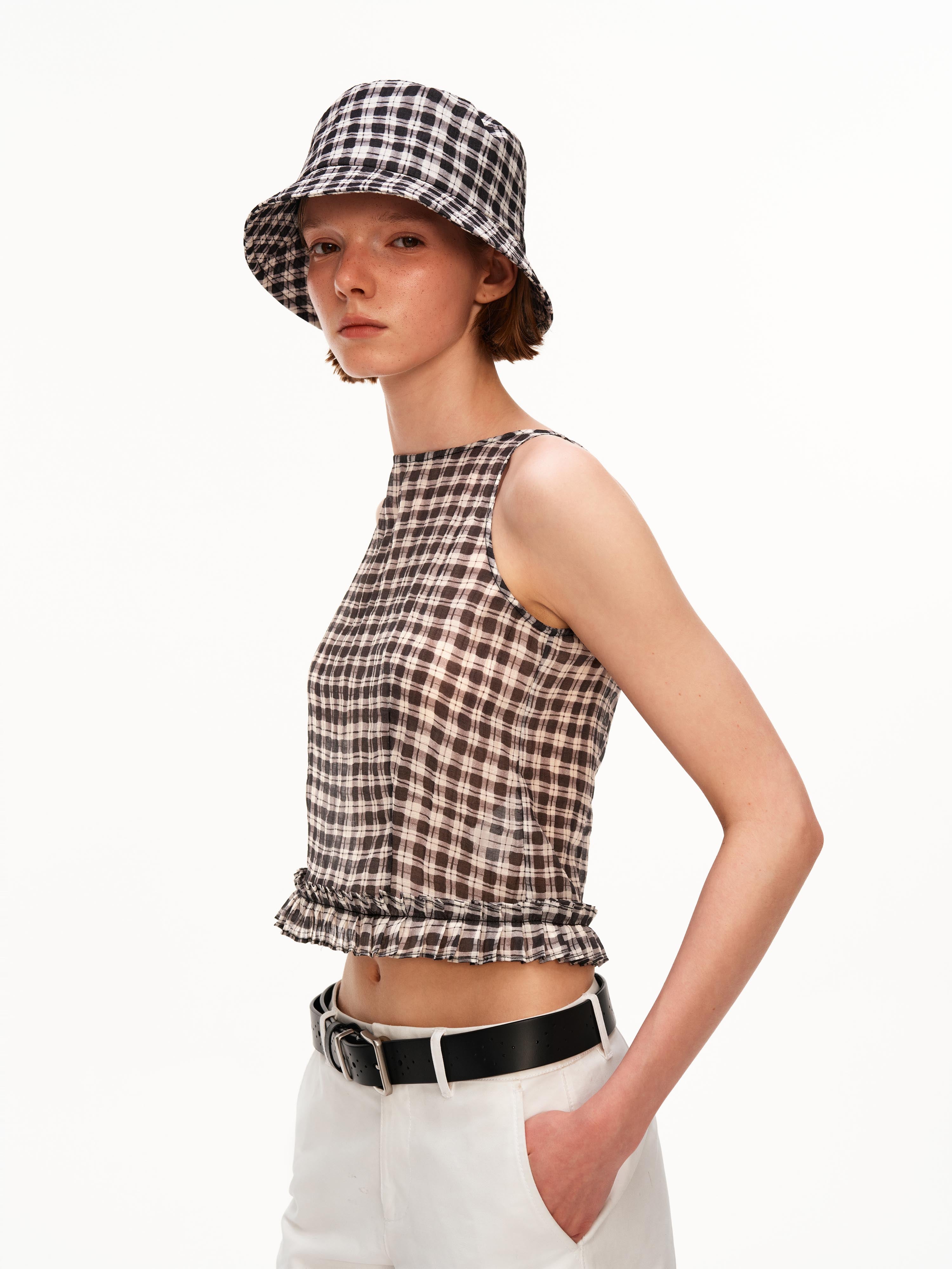 Sheer Gingham Lace Tank