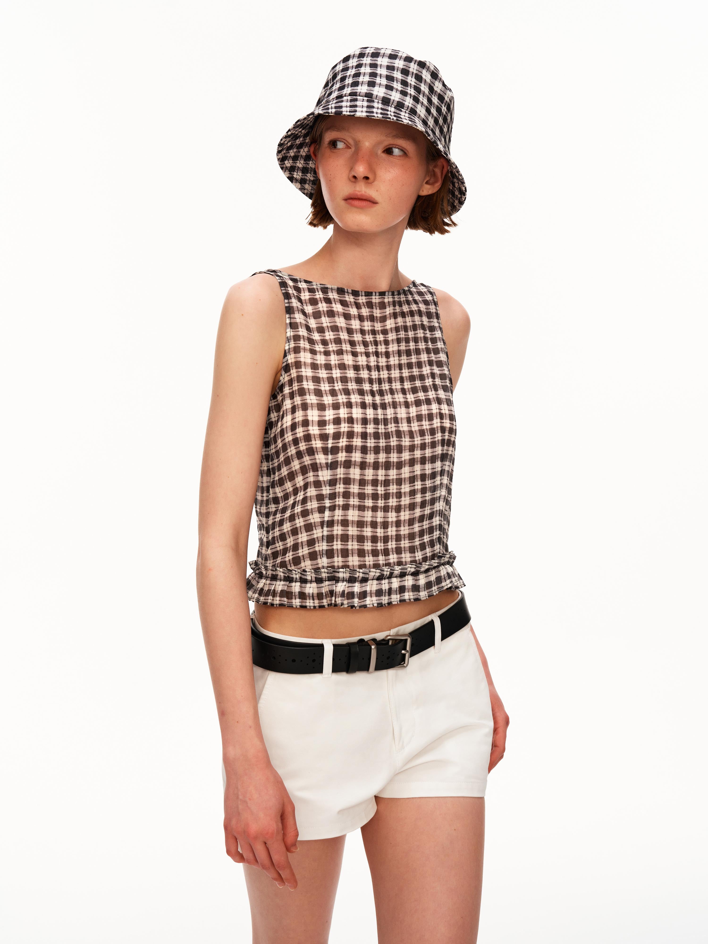 Sheer Gingham Lace Tank