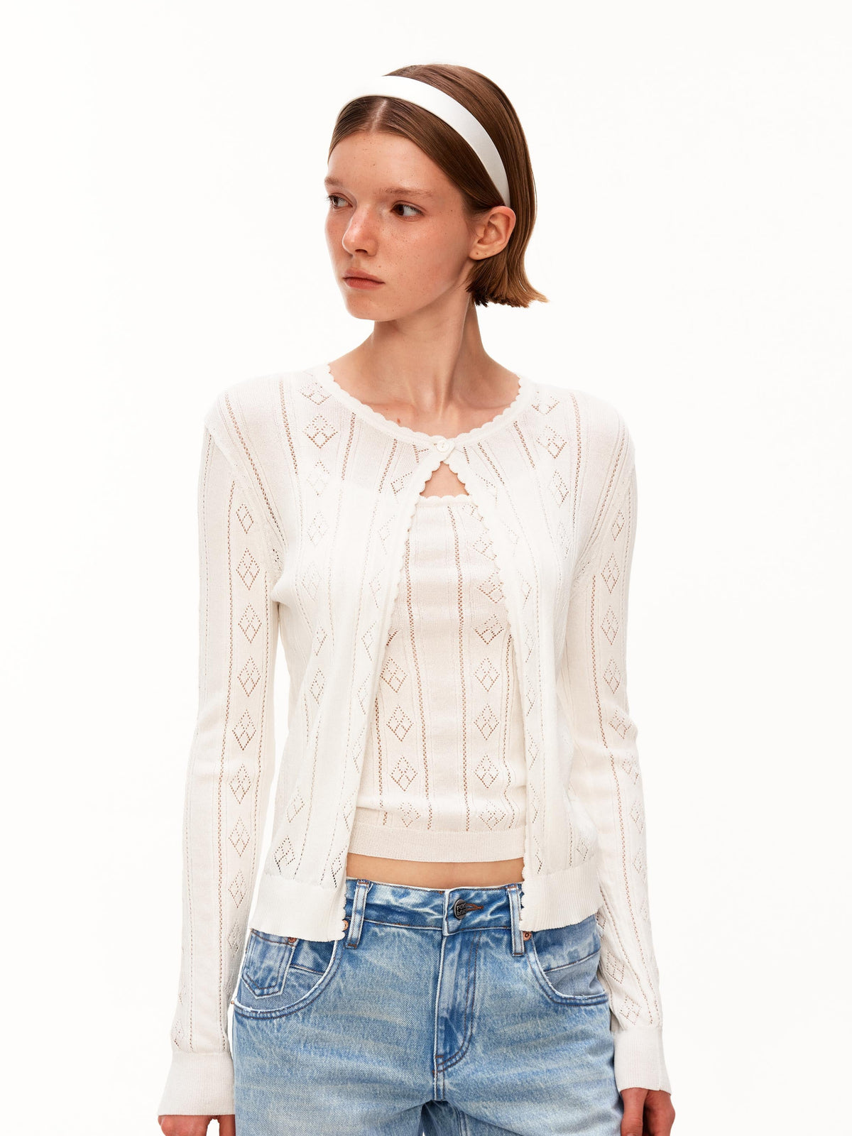 Diamond Knit Cardigan Set