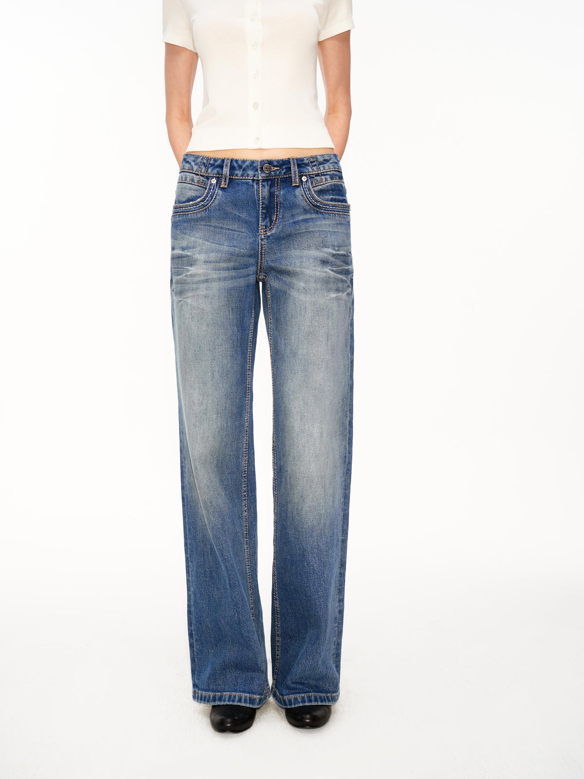 Low Rise Vintage Straight Leg Jeans